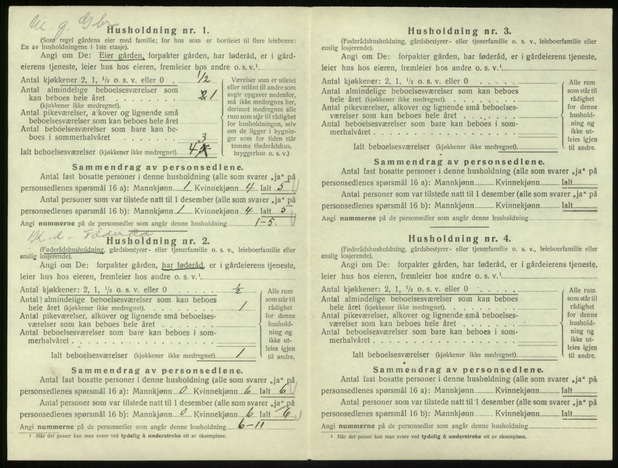 SAB, 1920 census for Hyllestad, 1920, p. 450