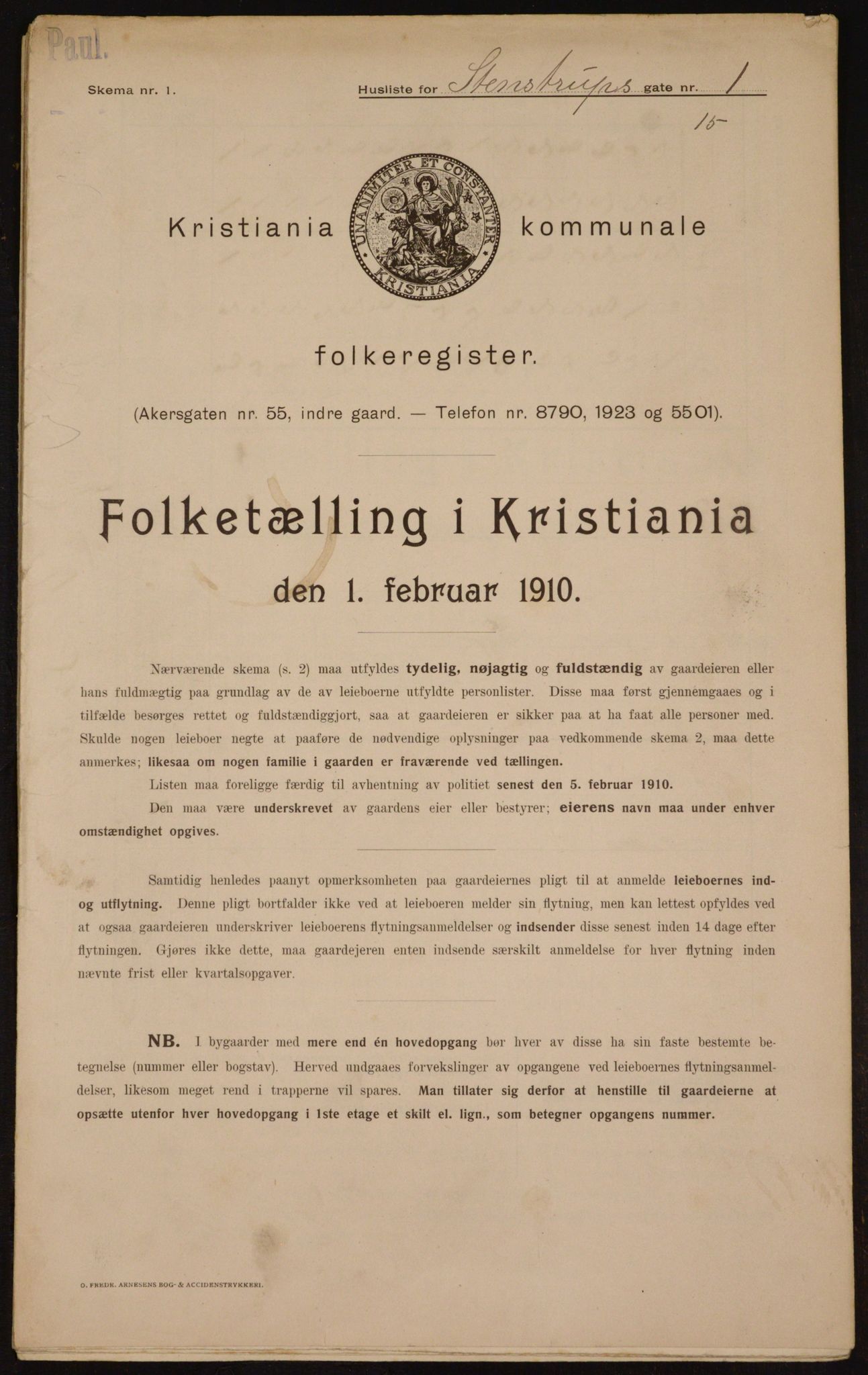 OBA, Municipal Census 1910 for Kristiania, 1910, p. 95742