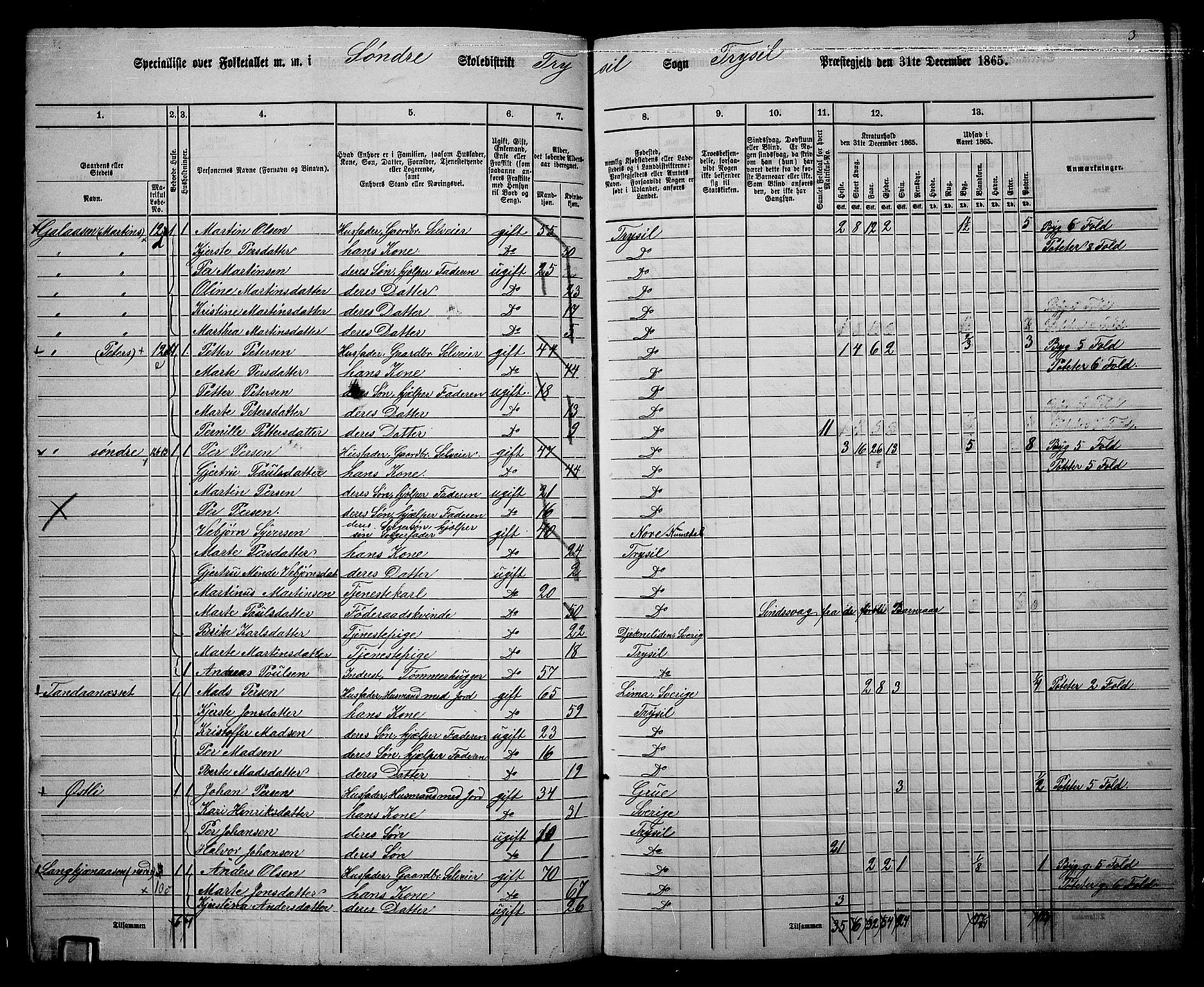 RA, 1865 census for Trysil, 1865, p. 94