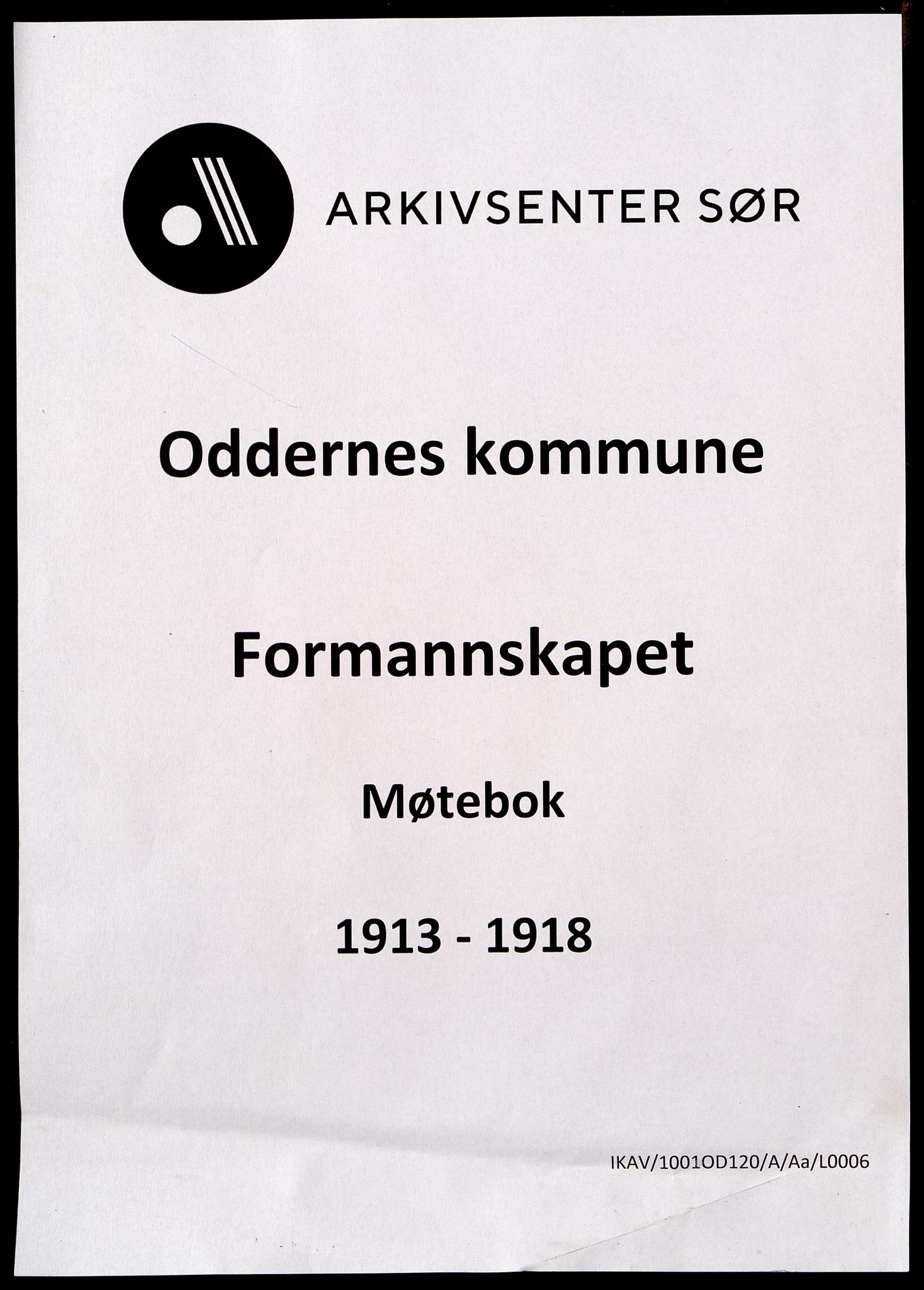 Oddernes kommune - Formannskapet, ARKSOR/1001OD120/A/Aa/L0006: Møtebok (d), 1913-1918