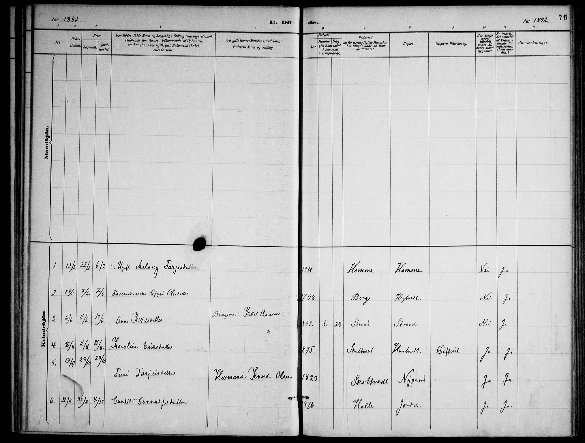 Lårdal kirkebøker, SAKO/A-284/F/Fa/L0007: Parish register (official) no. I 7, 1887-1906, p. 76