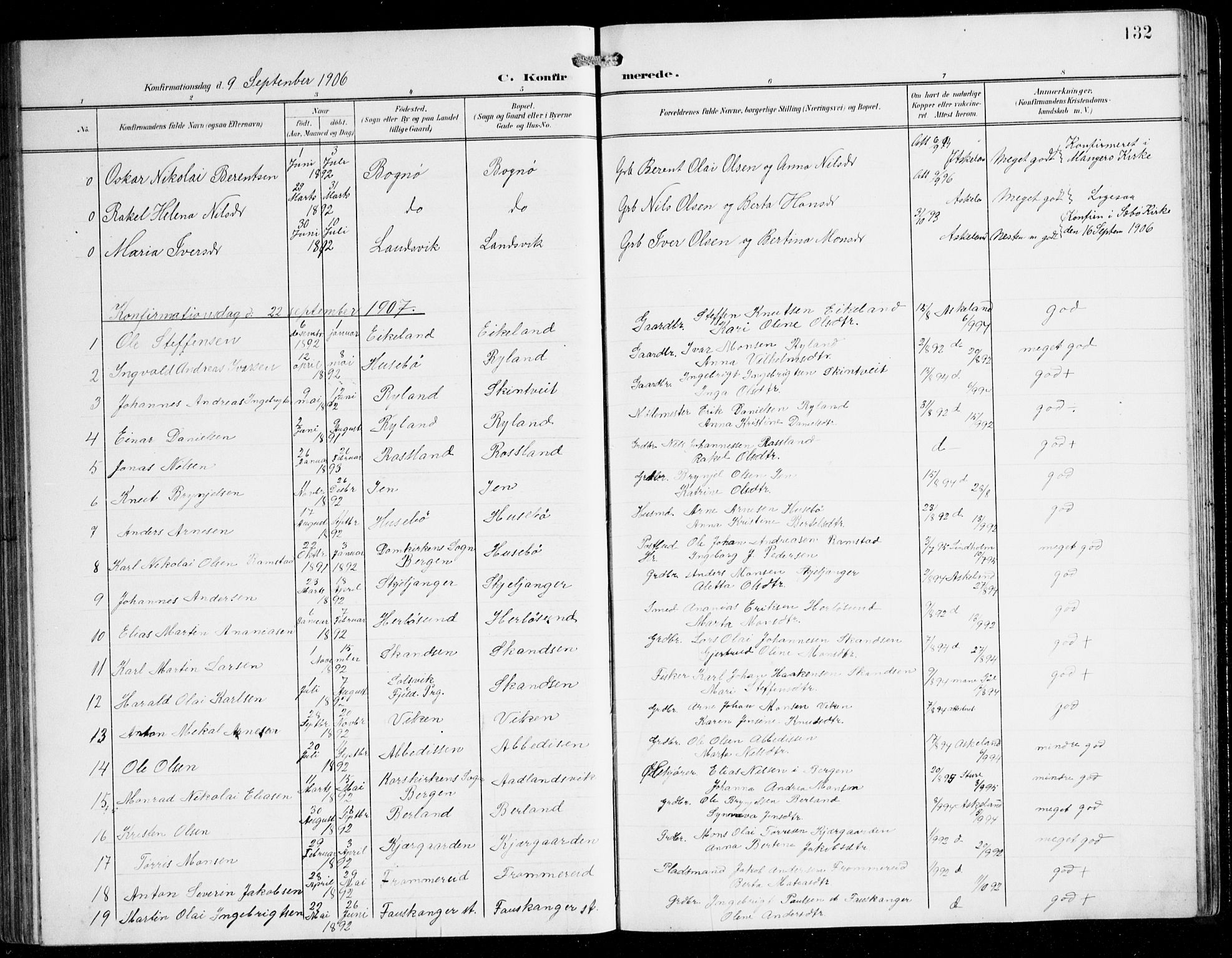 Herdla Sokneprestembete, SAB/A-75701/H/Hab: Parish register (copy) no. C 1, 1900-1913, p. 132