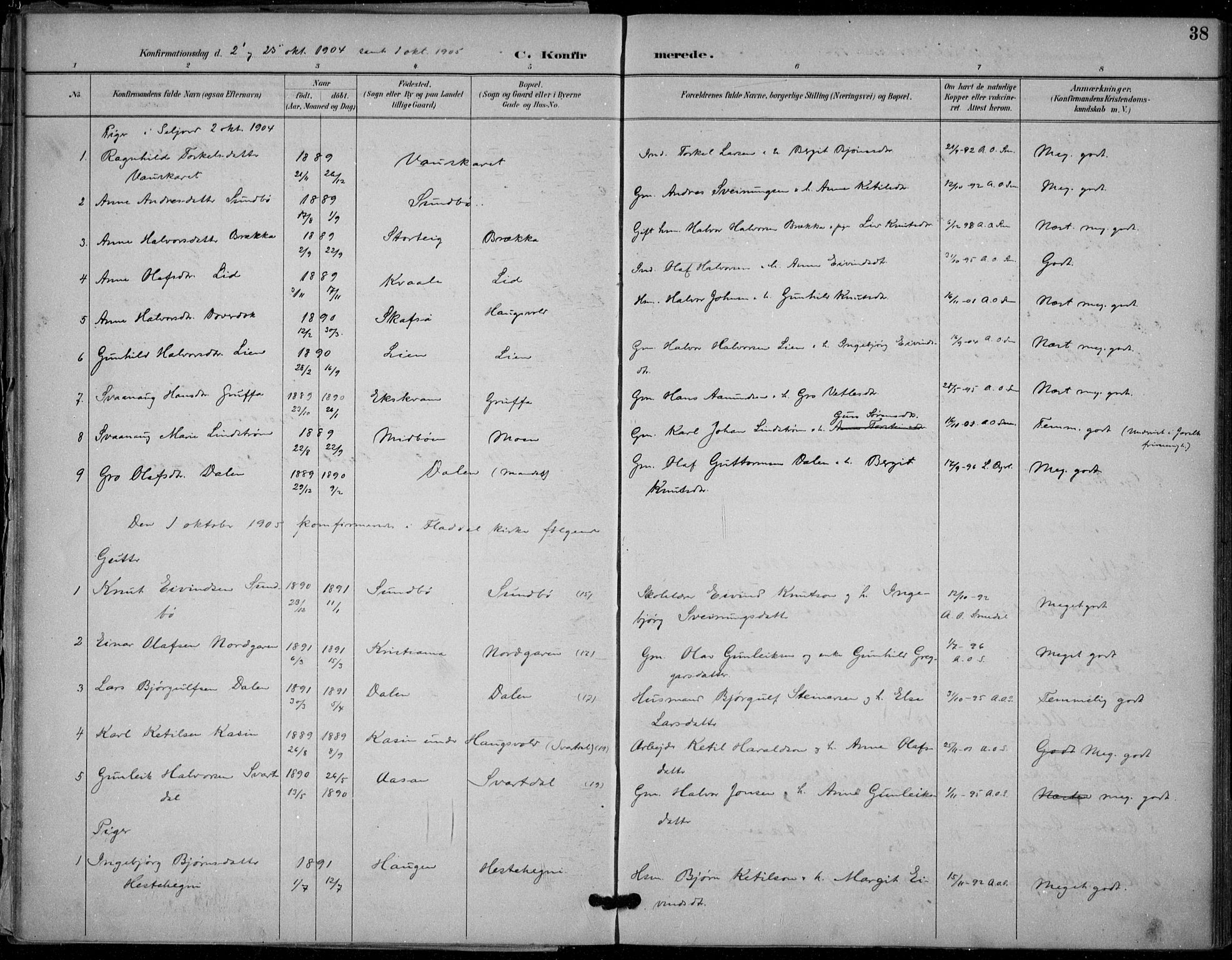 Seljord kirkebøker, SAKO/A-20/F/Fb/L0002: Parish register (official) no. II 2, 1887-1917, p. 38