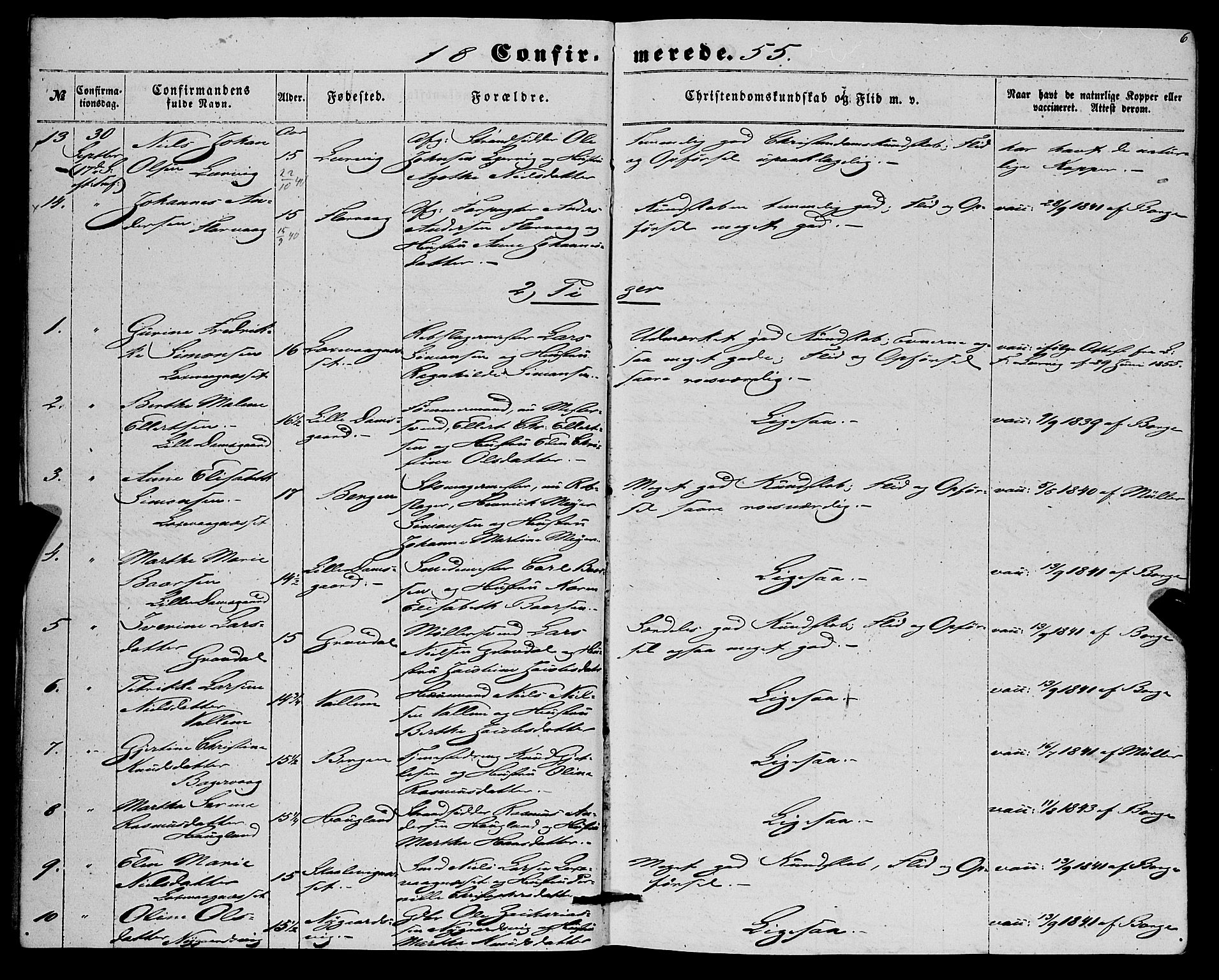 Askøy Sokneprestembete, SAB/A-74101/H/Ha/Haa/Haaa/L0012: Parish register (official) no. A 12, 1855-1877, p. 6