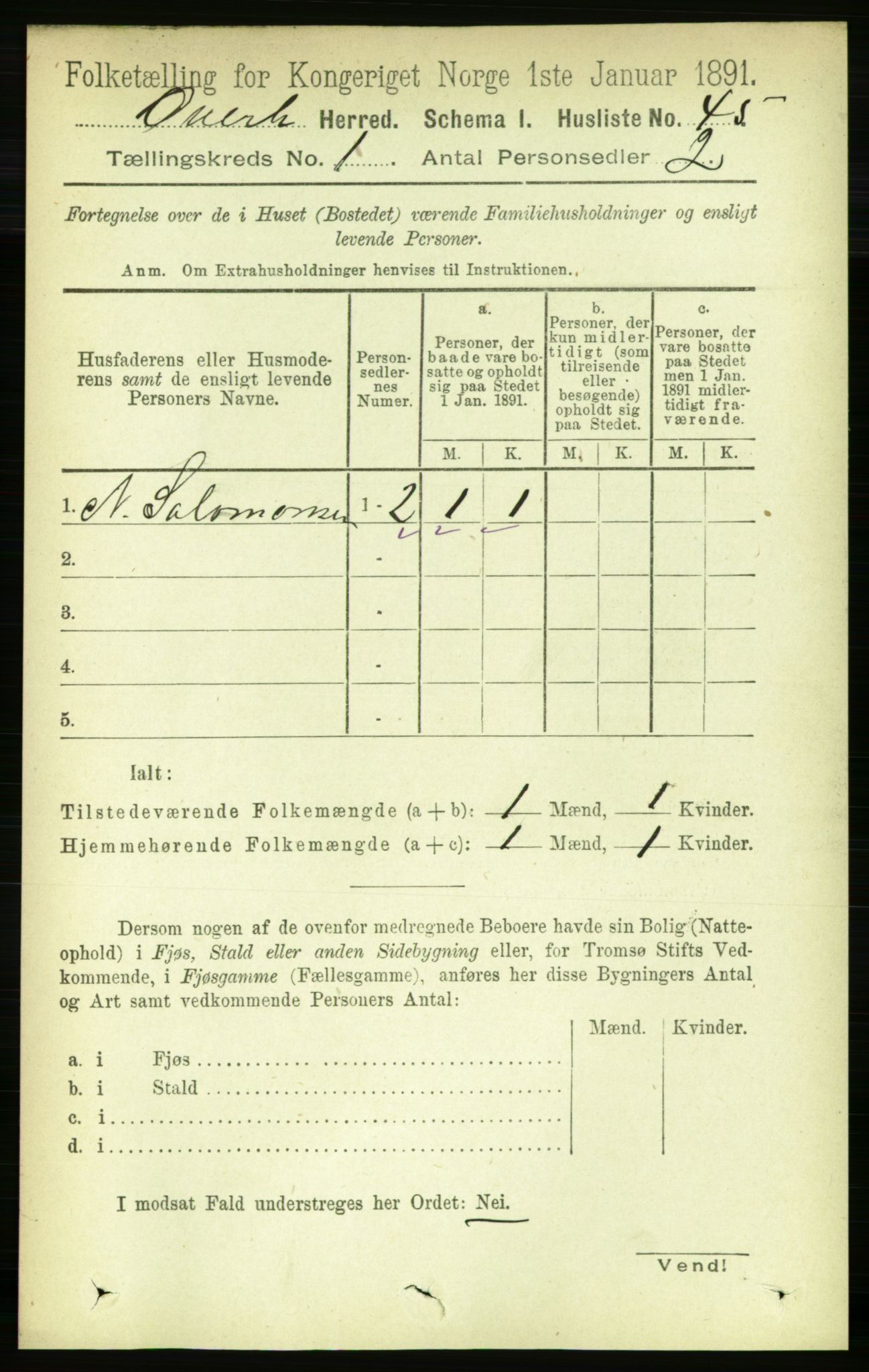RA, 1891 census for 1744 Overhalla, 1891, p. 67
