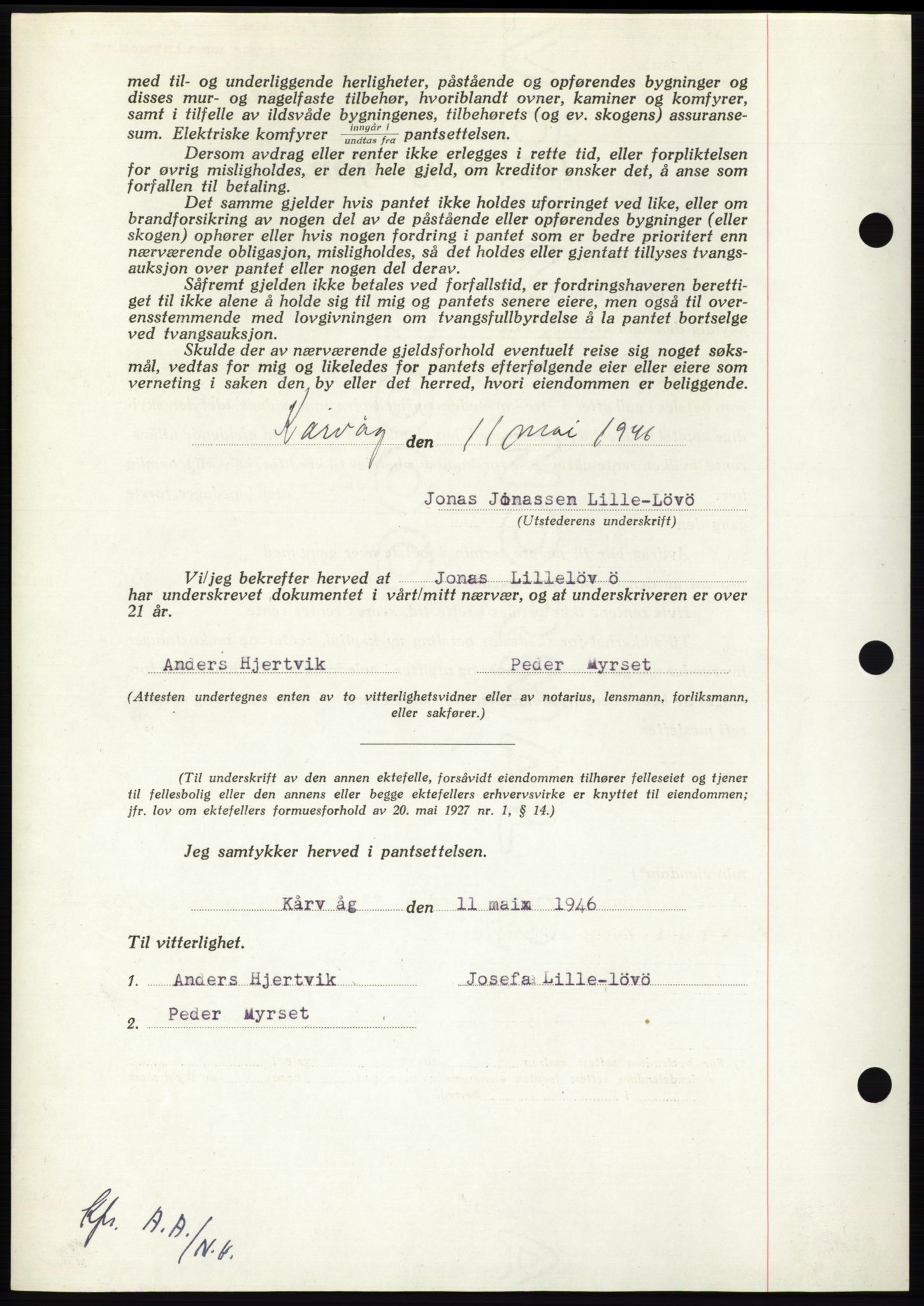 Nordmøre sorenskriveri, AV/SAT-A-4132/1/2/2Ca: Mortgage book no. B94, 1946-1946, Diary no: : 844/1946