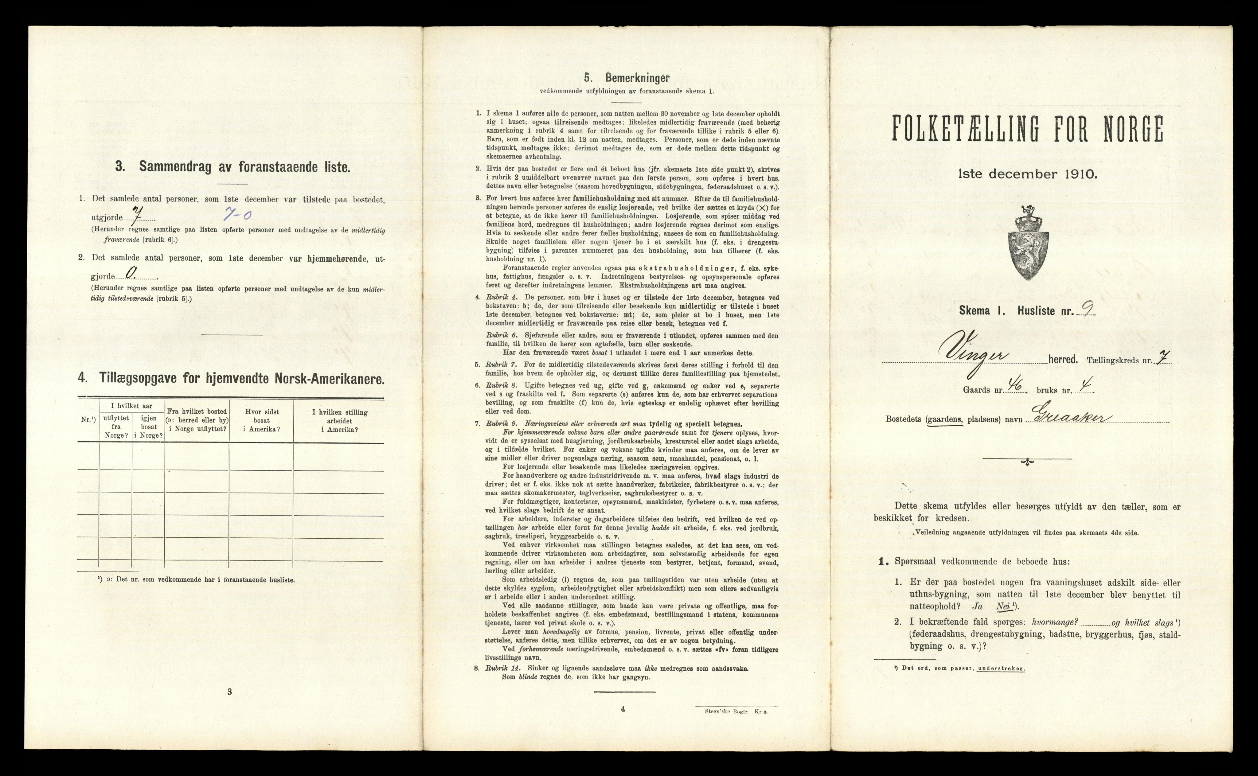 RA, 1910 census for Vinger, 1910, p. 793