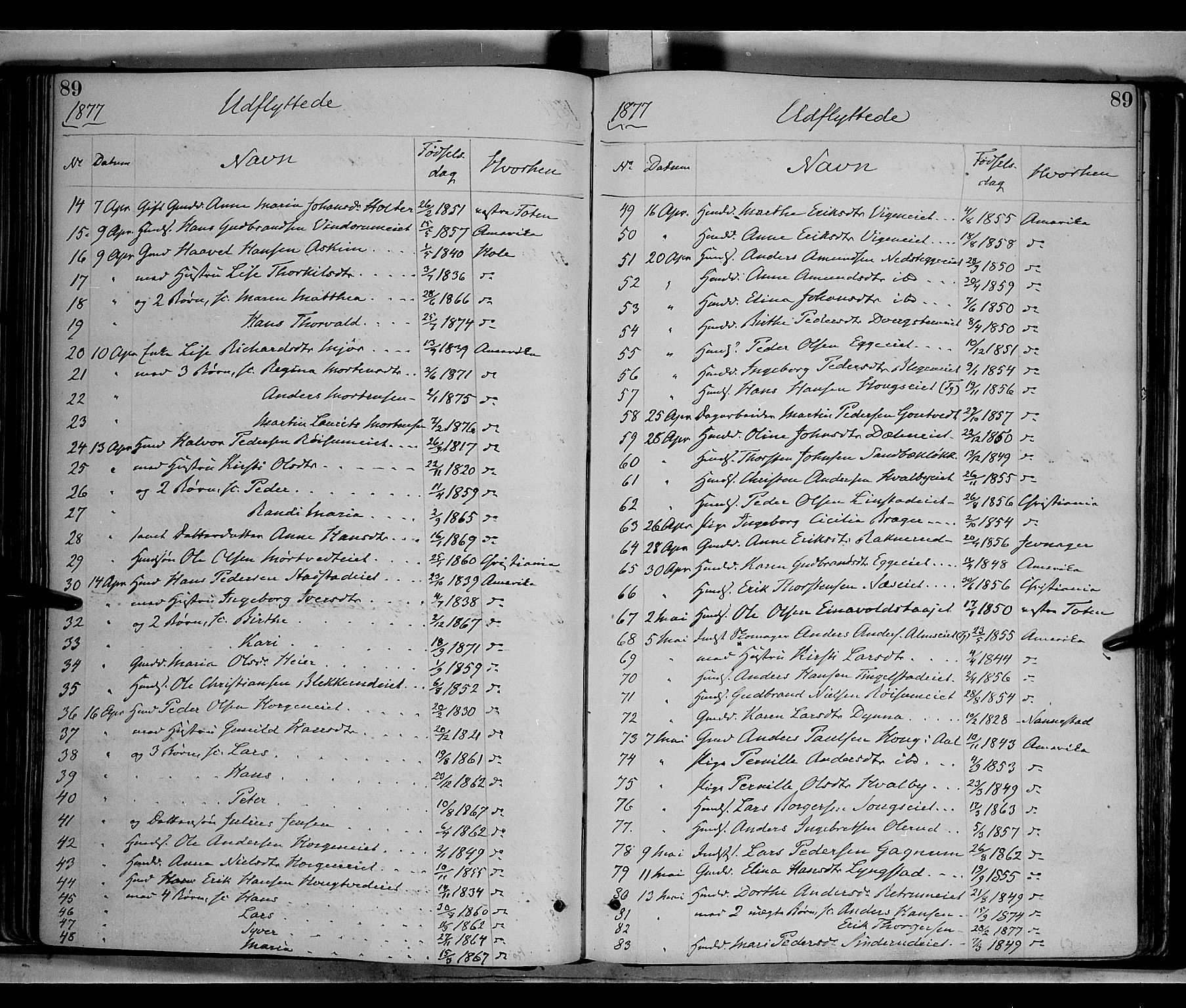 Gran prestekontor, SAH/PREST-112/H/Ha/Haa/L0013: Parish register (official) no. 13, 1875-1879, p. 89