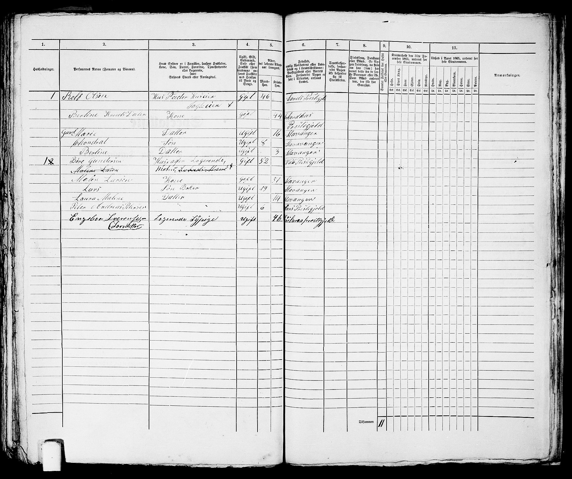 RA, 1865 census for Stavanger, 1865, p. 3017