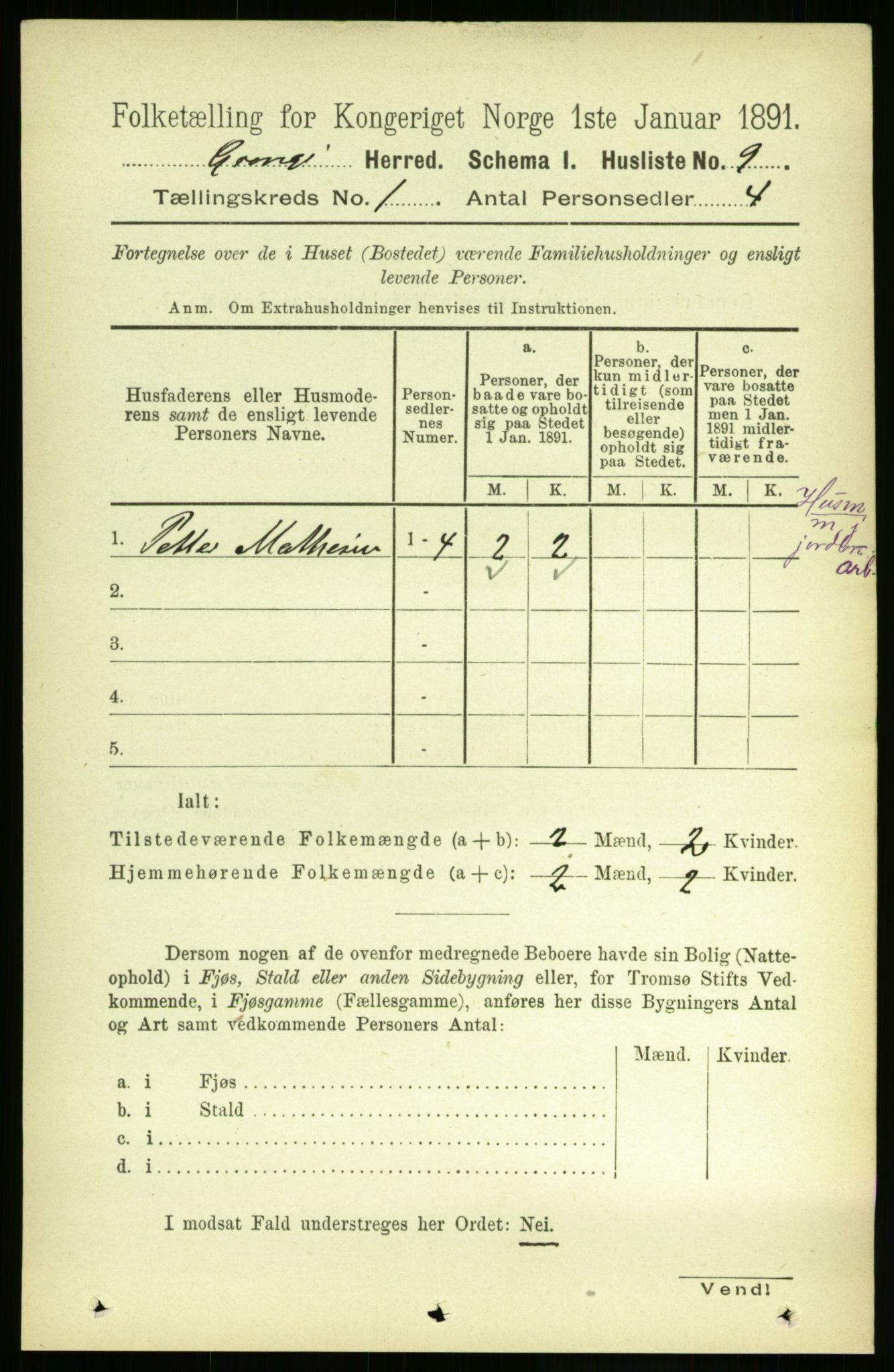 RA, 1891 census for 1742 Grong, 1891, p. 38