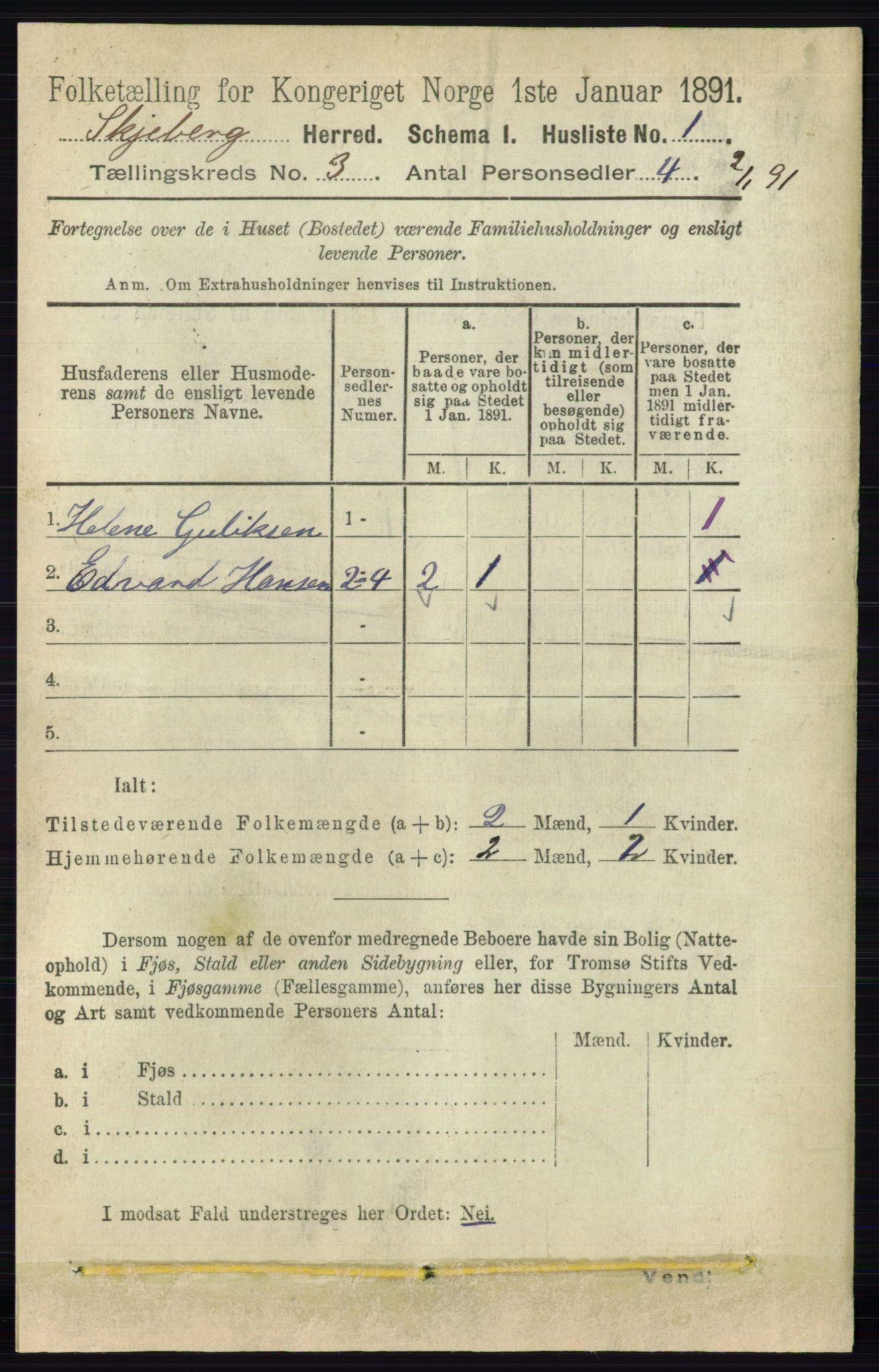 RA, 1891 census for 0115 Skjeberg, 1891, p. 1434