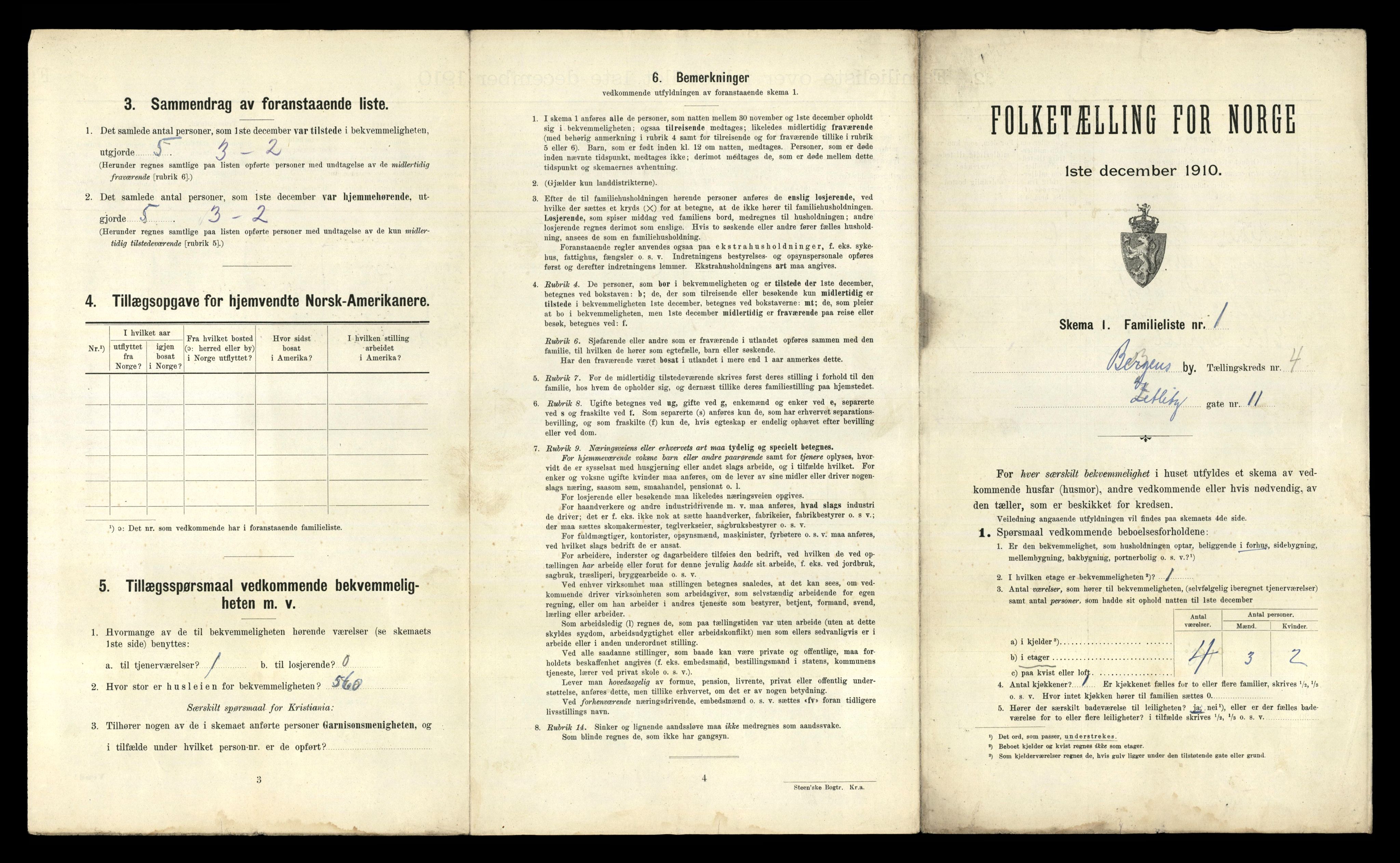 RA, 1910 census for Bergen, 1910, p. 1329