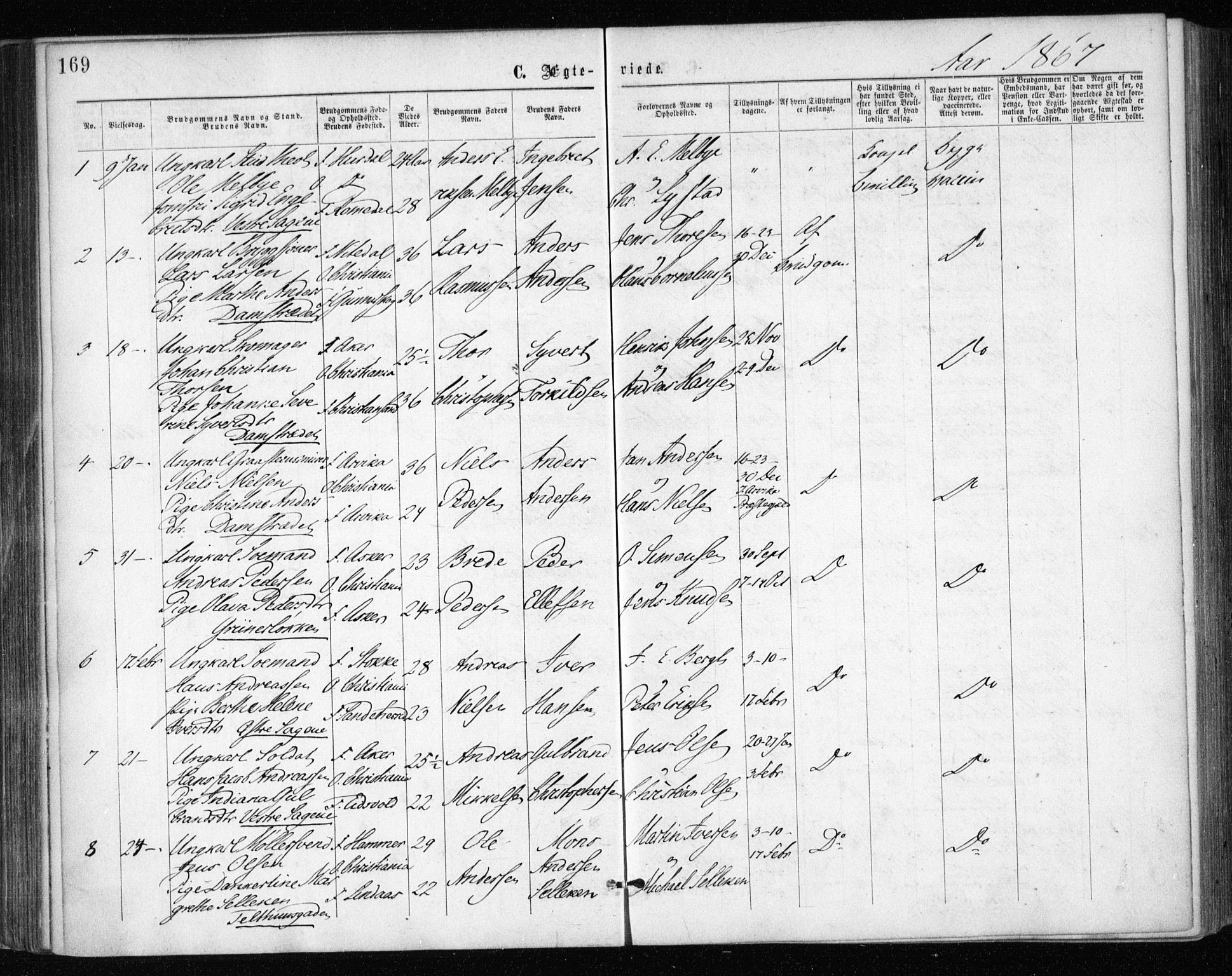Gamle Aker prestekontor Kirkebøker, SAO/A-10617a/F/L0003: Parish register (official) no. 3, 1865-1873, p. 169