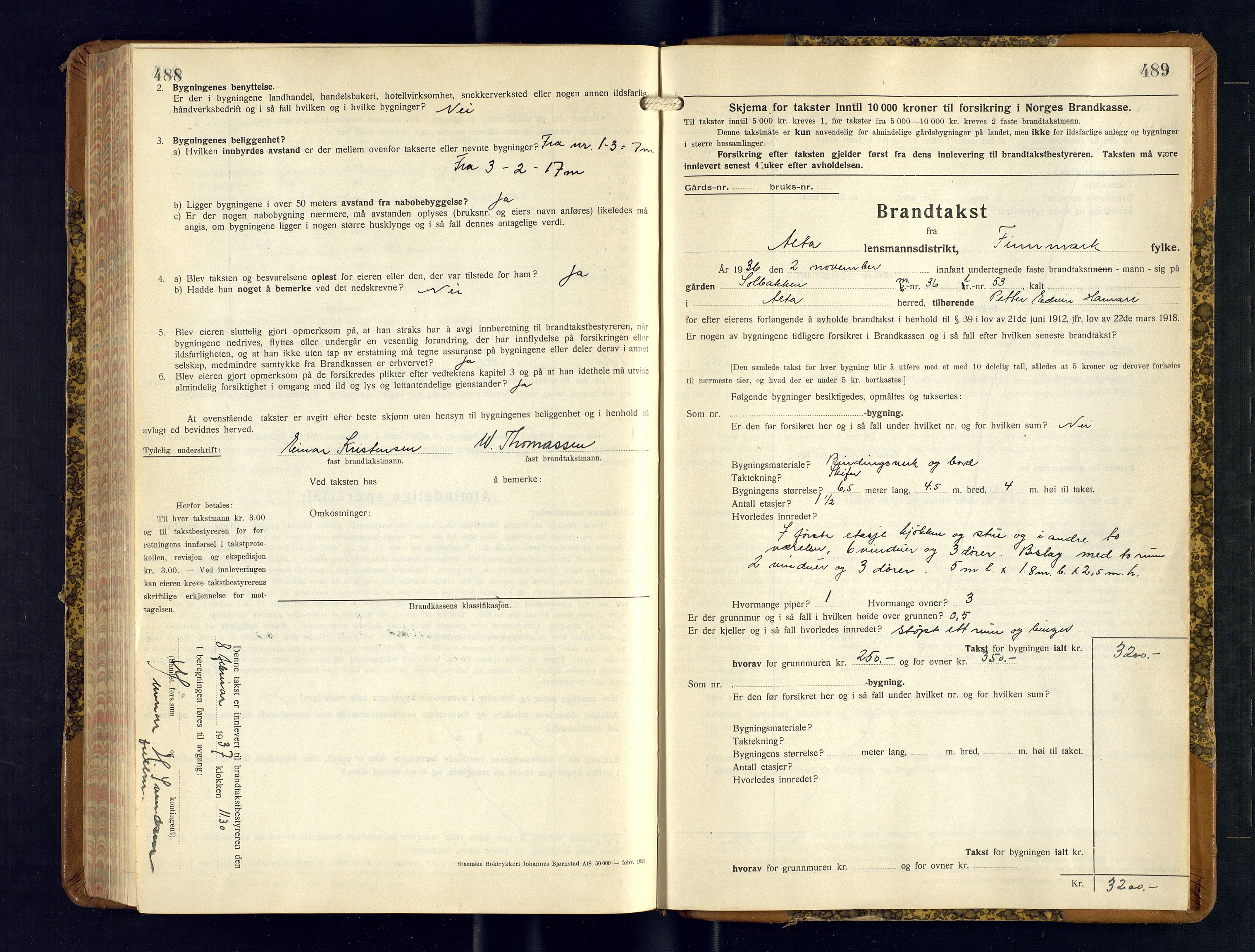 Alta lensmannskontor, SATØ/S-1165/O/Ob/L0177: Branntakstprotokoll, 1932-1937, p. 488-489