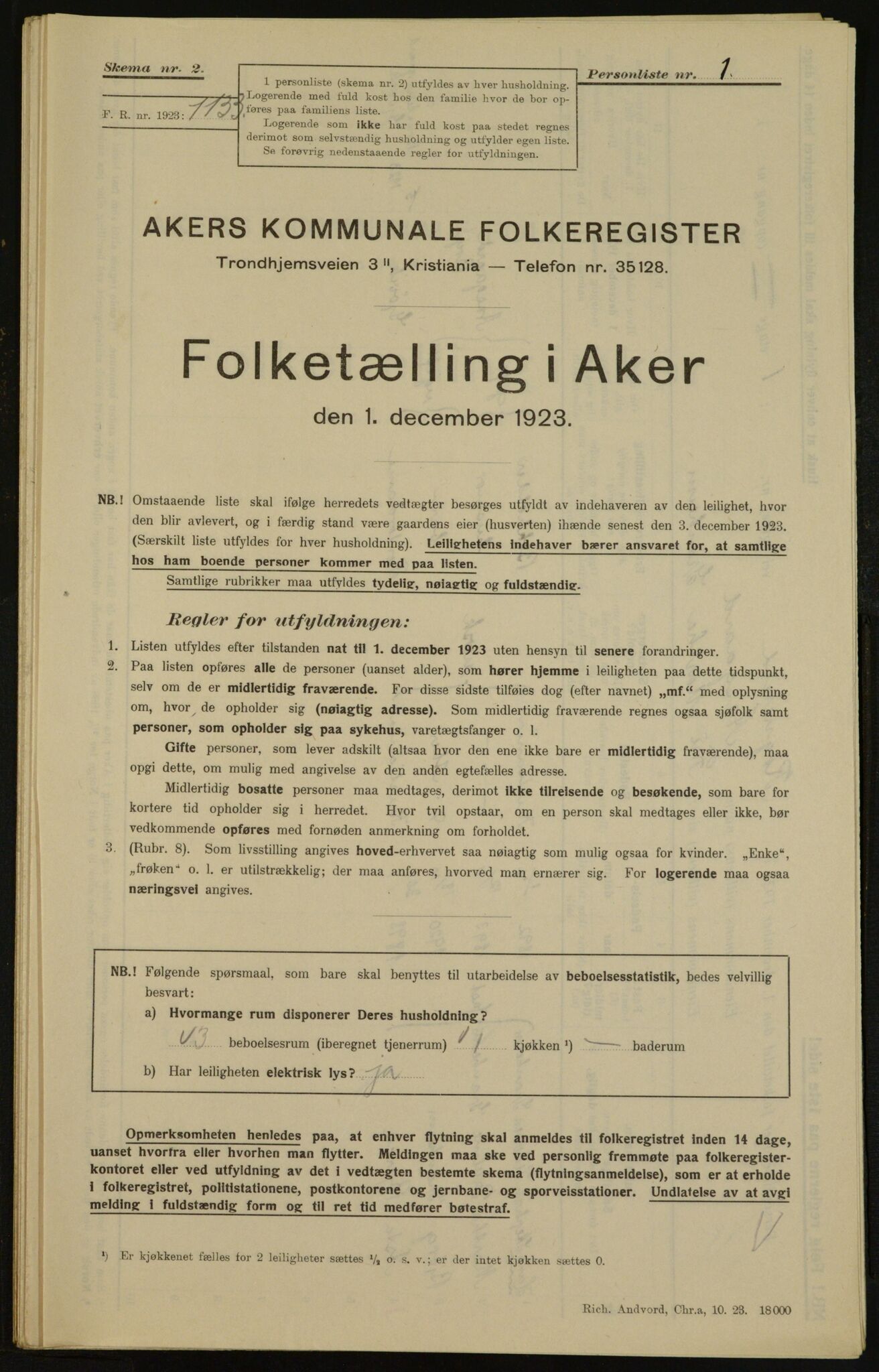 , Municipal Census 1923 for Aker, 1923, p. 29682