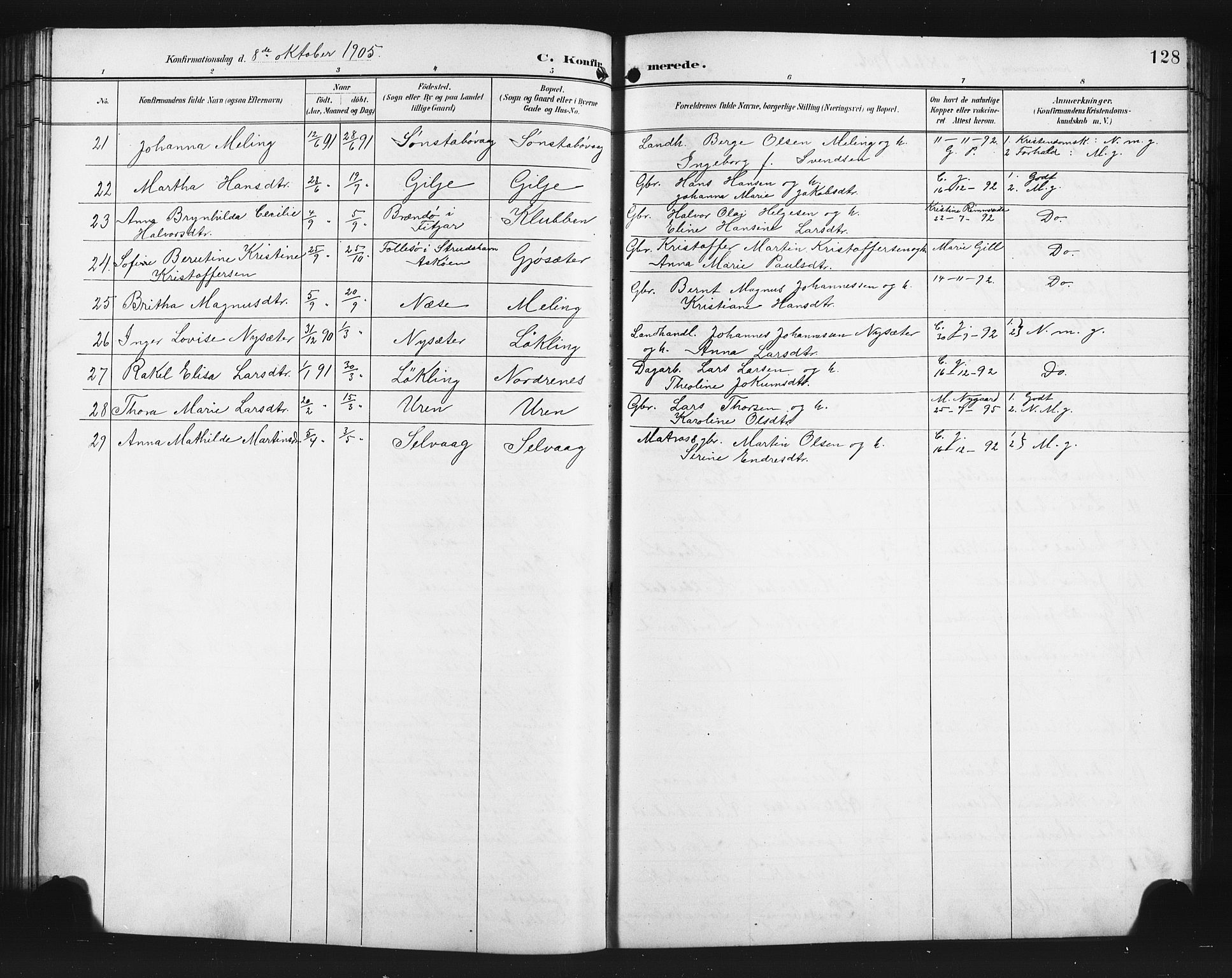 Finnås sokneprestembete, SAB/A-99925/H/Ha/Hab/Habb/L0004: Parish register (copy) no. B 4, 1897-1907, p. 128
