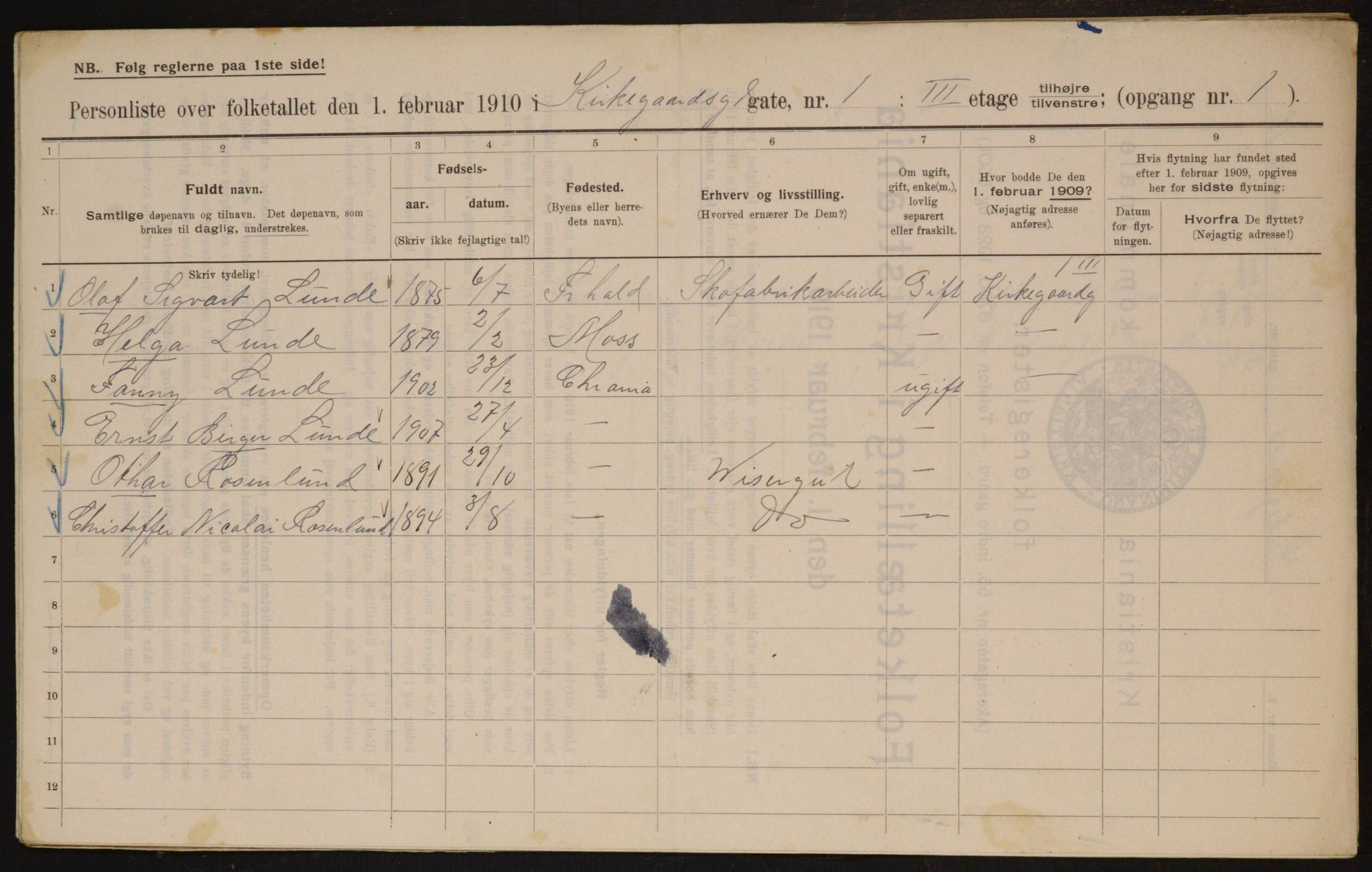 OBA, Municipal Census 1910 for Kristiania, 1910, p. 48506