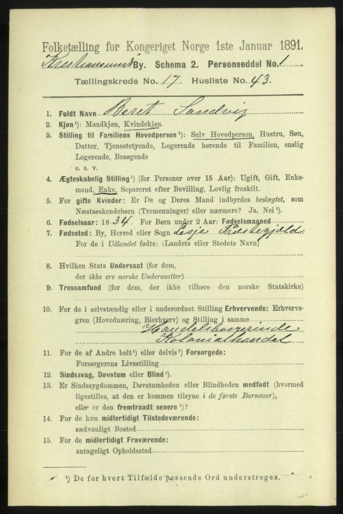 RA, 1891 census for 1503 Kristiansund, 1891, p. 12033