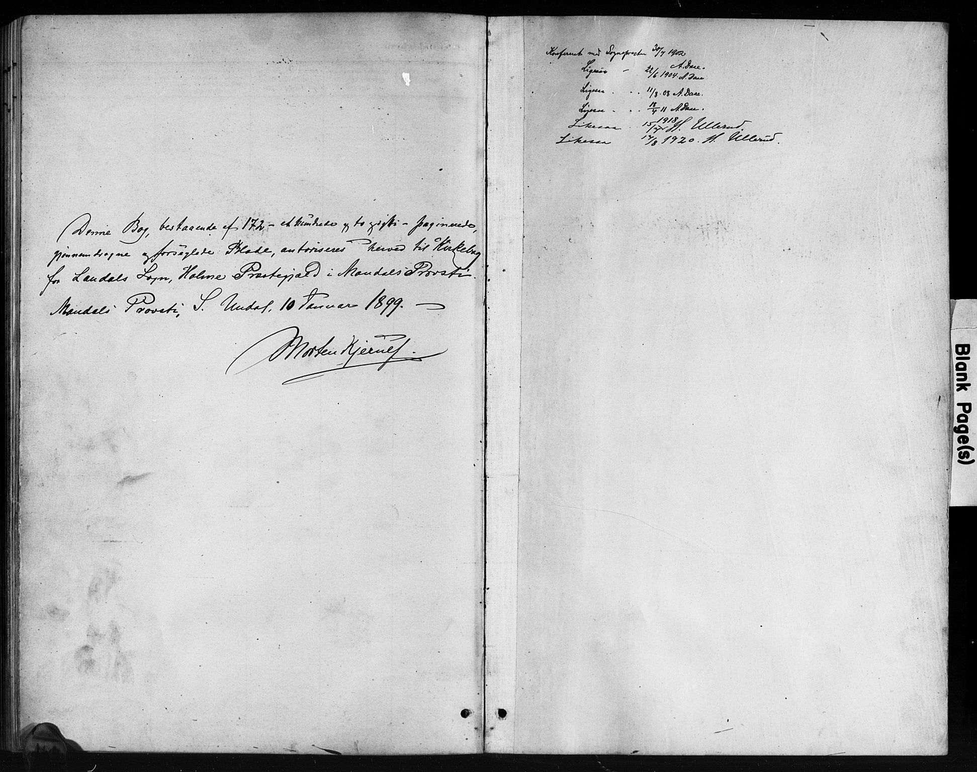 Holum sokneprestkontor, SAK/1111-0022/F/Fb/Fbb/L0004: Parish register (copy) no. B 4, 1899-1920
