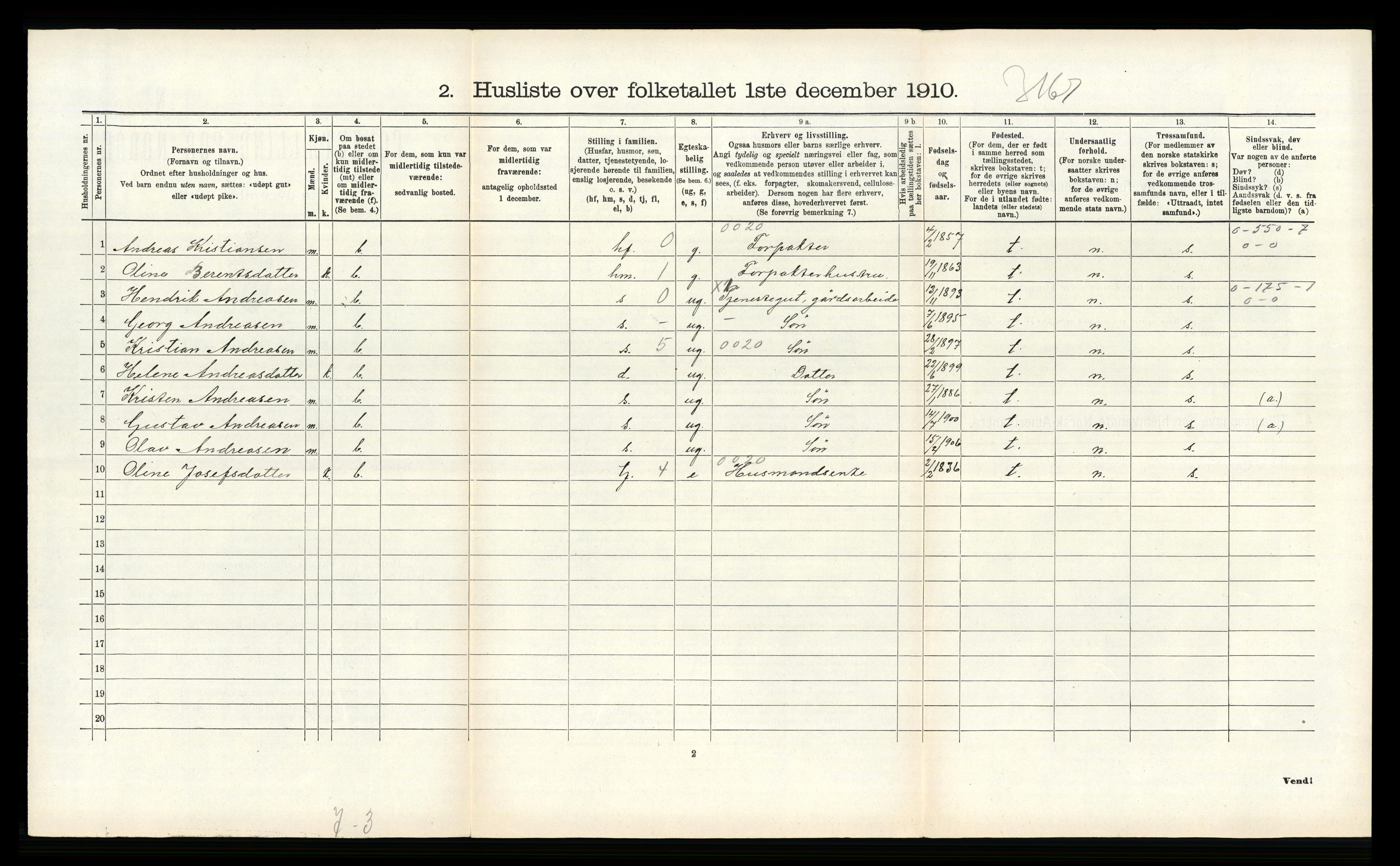 RA, 1910 census for Ytre Holmedal, 1910, p. 1185