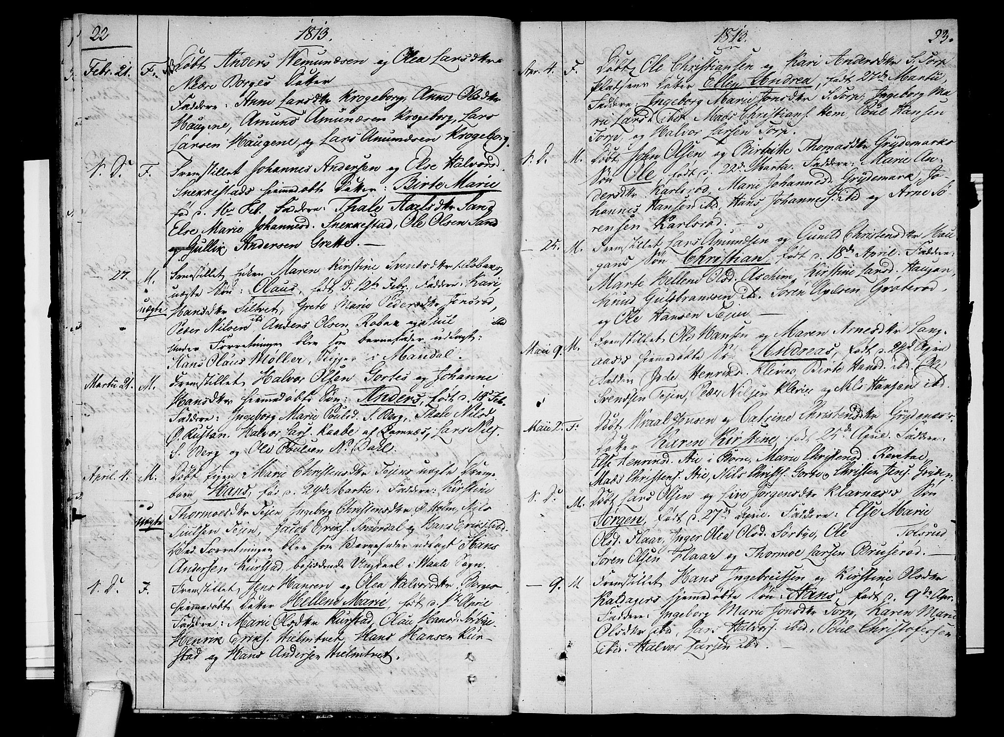 Våle kirkebøker, AV/SAKO-A-334/F/Fa/L0006: Parish register (official) no. I 6, 1808-1814, p. 22-23