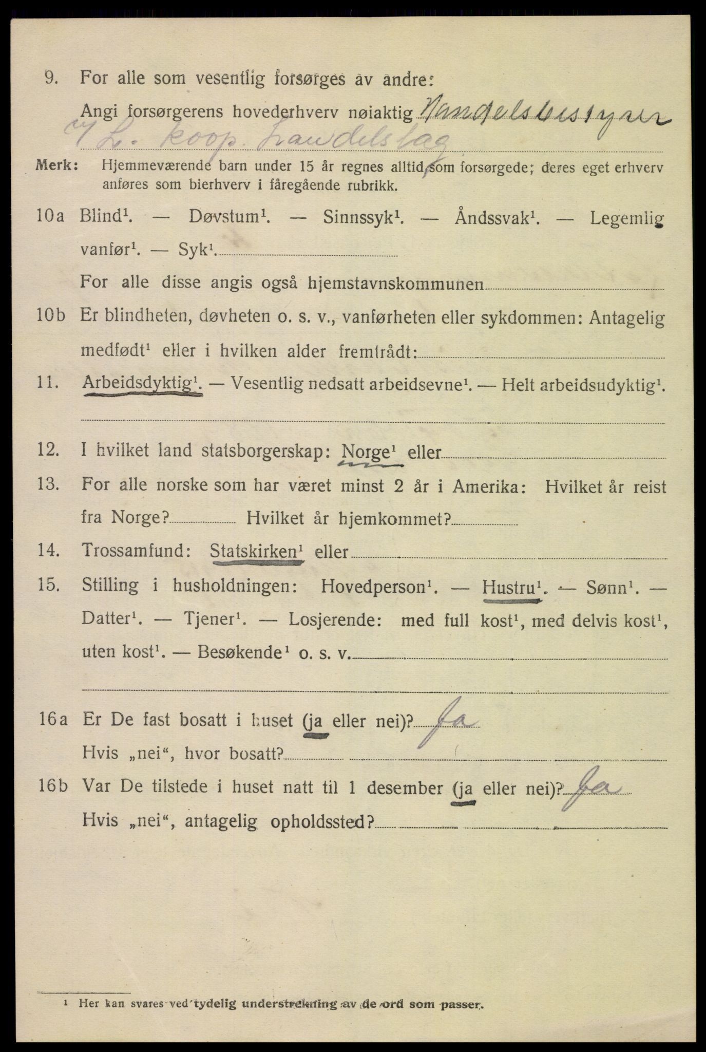 SAH, 1920 census for Lillehammer, 1920, p. 9413