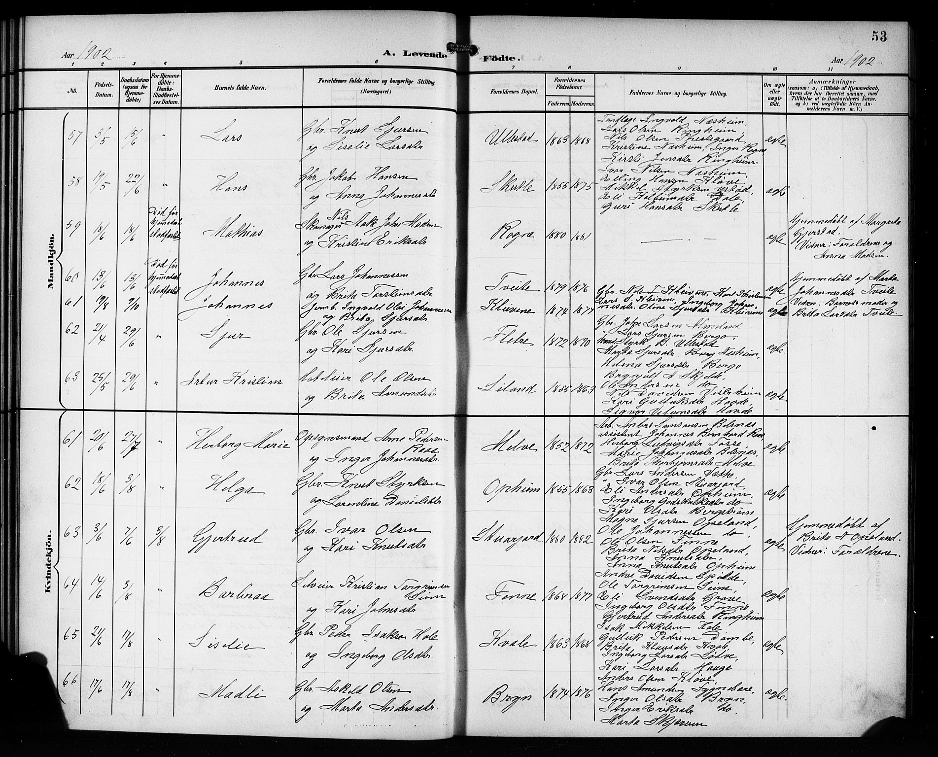 Voss sokneprestembete, AV/SAB-A-79001/H/Hab: Parish register (copy) no. C 2, 1900-1909, p. 53