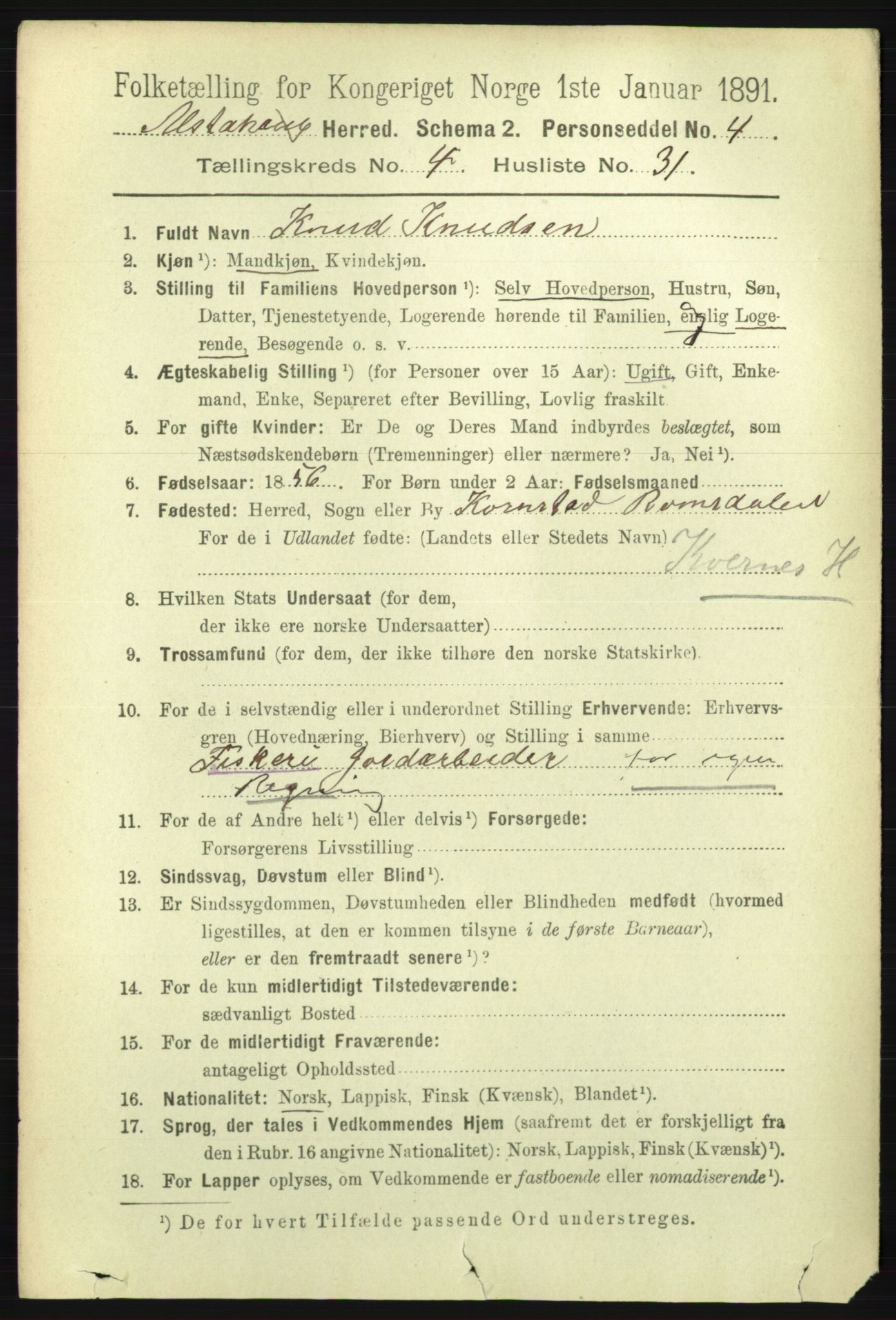 RA, 1891 census for 1820 Alstahaug, 1891, p. 1723