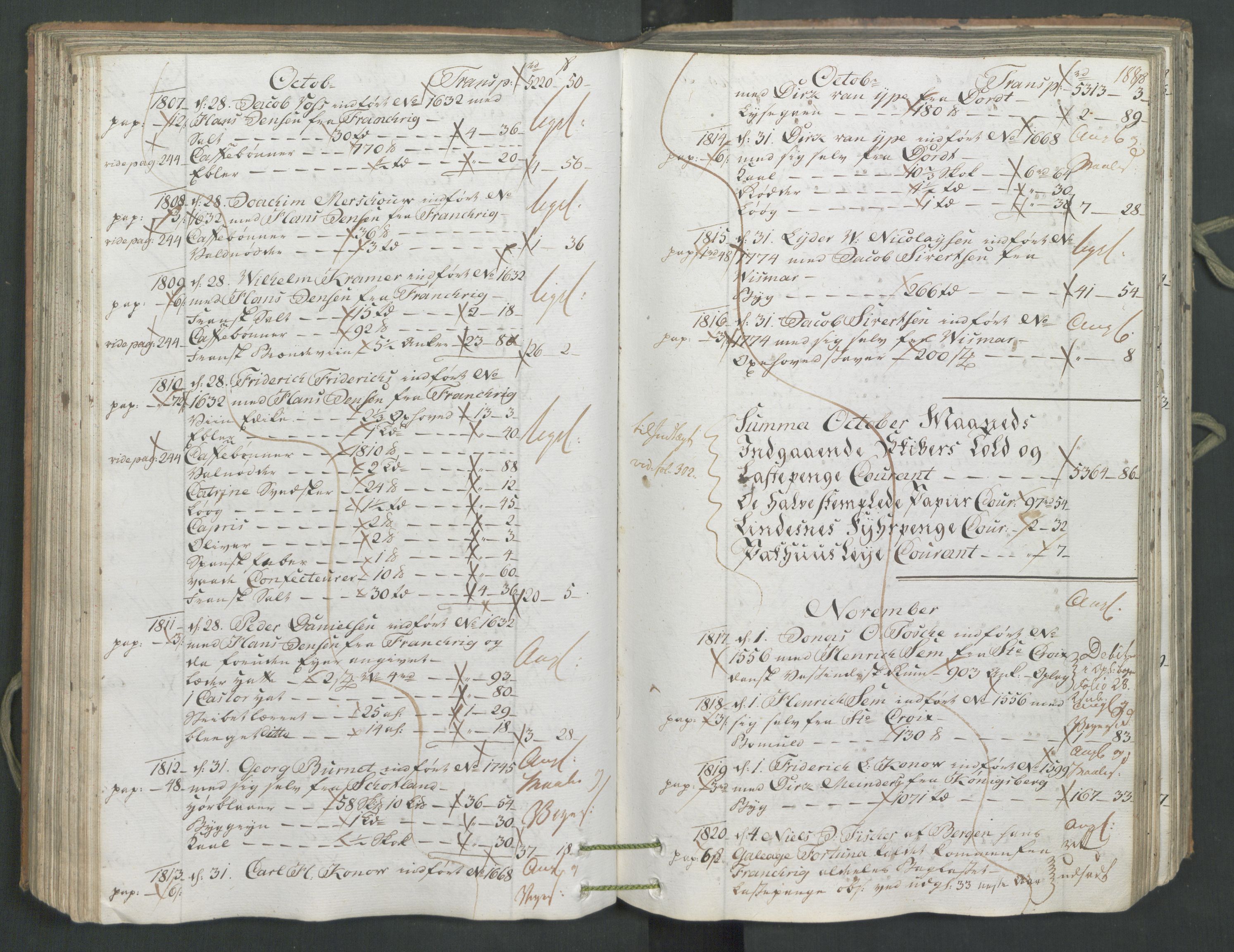 Generaltollkammeret, tollregnskaper, AV/RA-EA-5490/R26/L0222/0001: Tollregnskaper Bergen A / Inngående hovedtollbok, 1786, p. 187b-188a