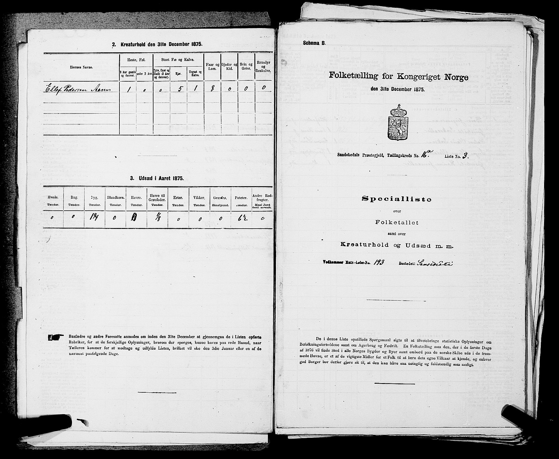 SAKO, 1875 census for 0816P Sannidal, 1875, p. 1228