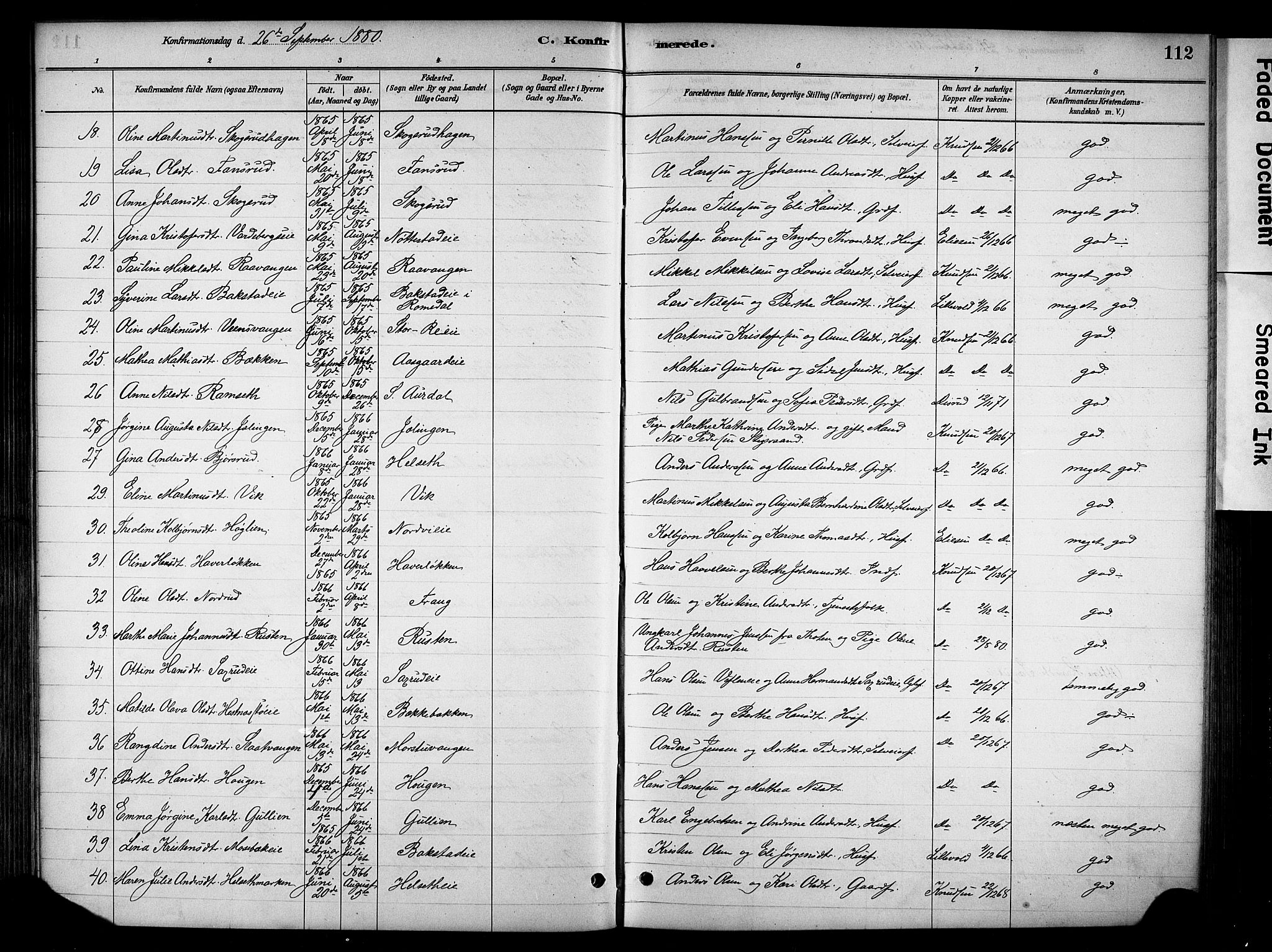 Stange prestekontor, AV/SAH-PREST-002/K/L0018: Parish register (official) no. 18, 1880-1896, p. 112