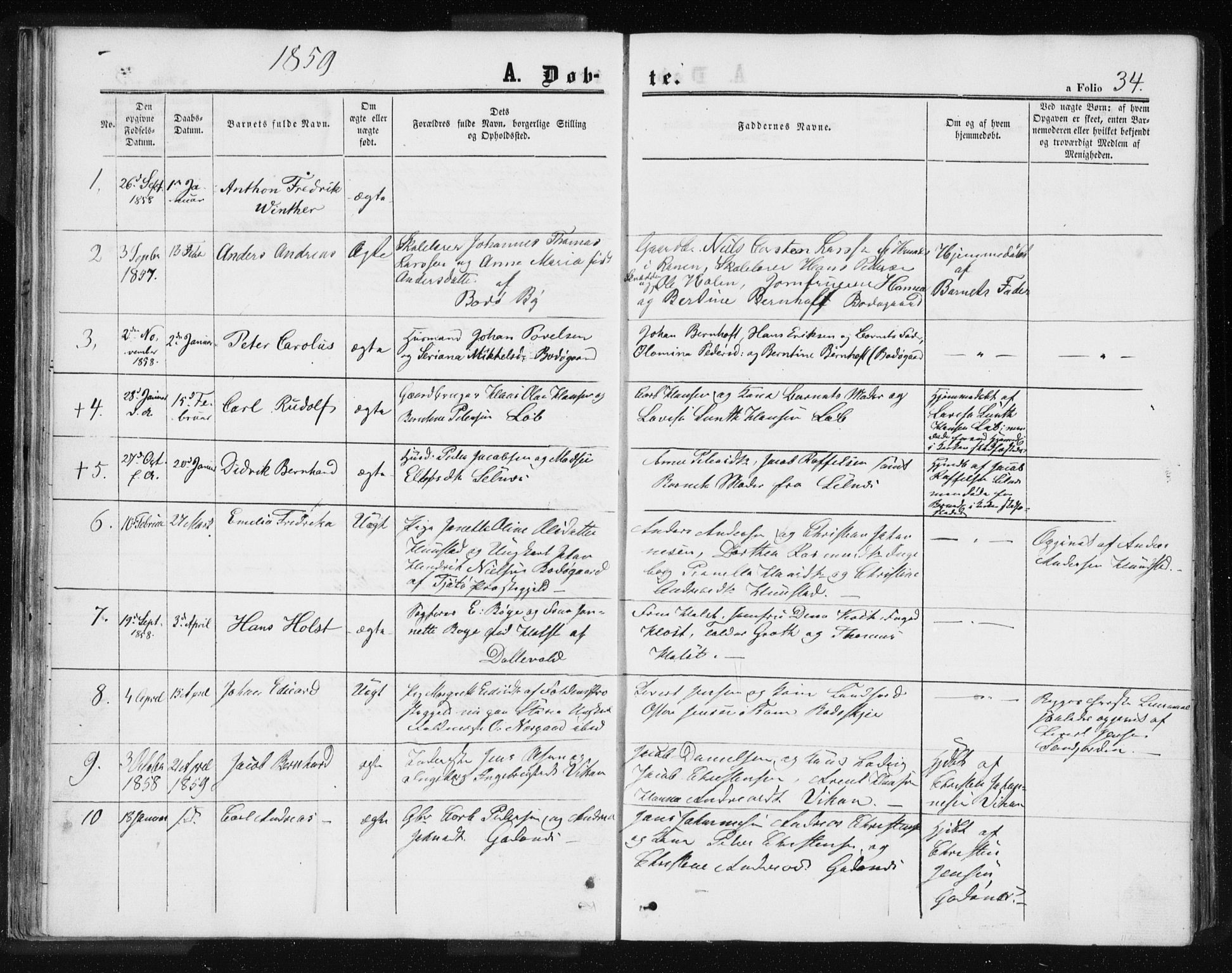Ministerialprotokoller, klokkerbøker og fødselsregistre - Nordland, SAT/A-1459/801/L0028: Parish register (copy) no. 801C03, 1855-1867, p. 34