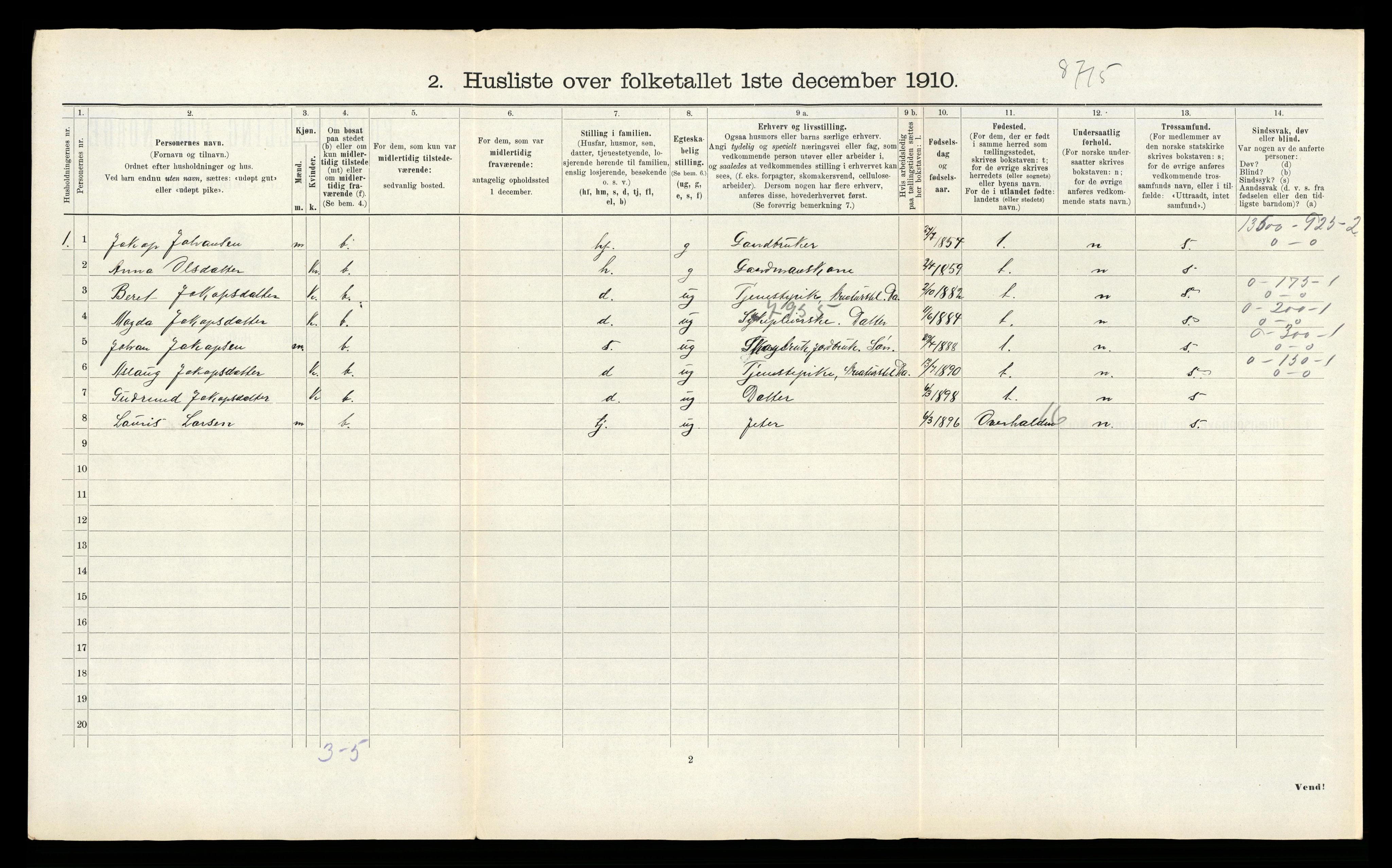 RA, 1910 census for Vemundvik, 1910, p. 381