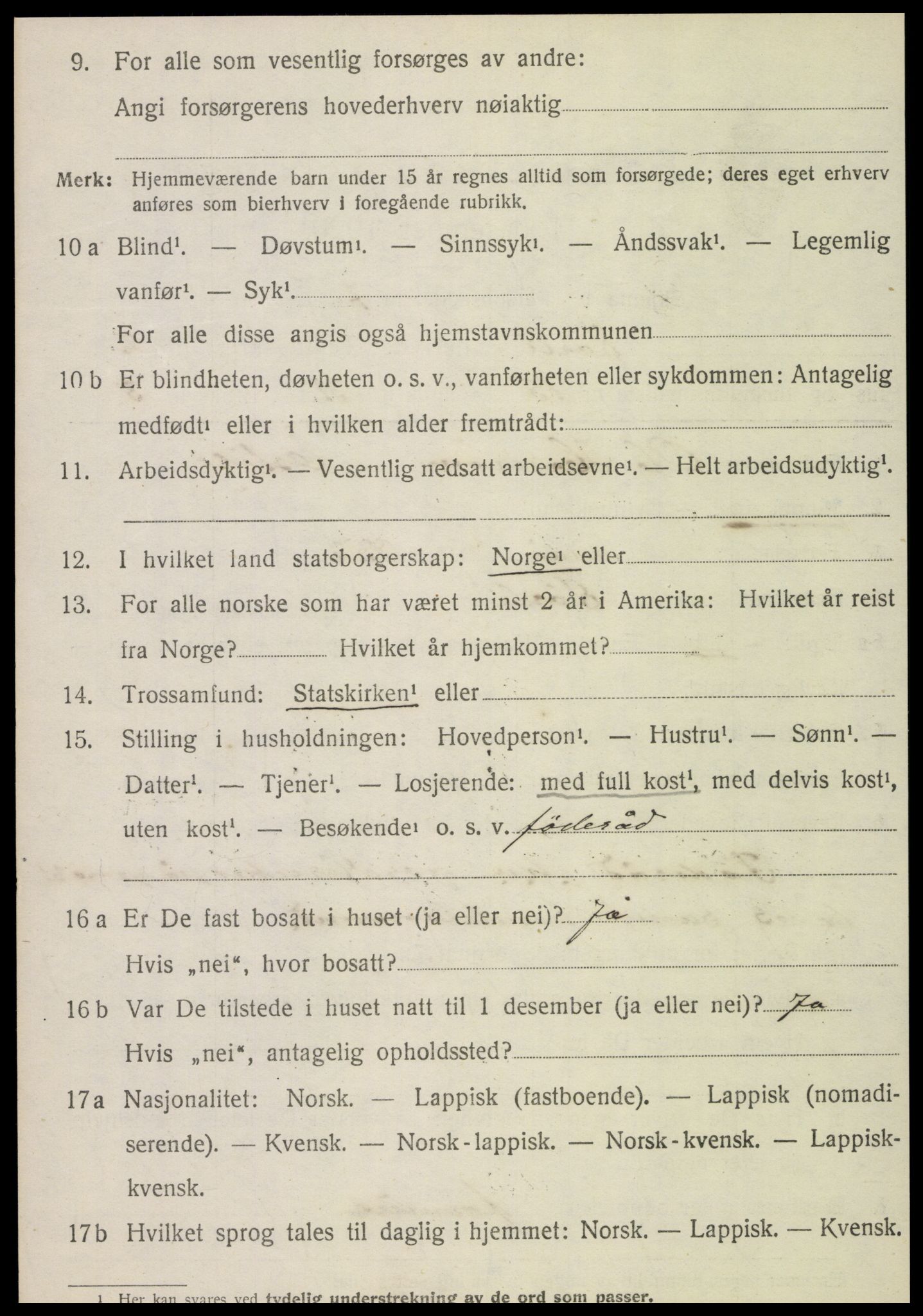SAT, 1920 census for Sørli, 1920, p. 1038
