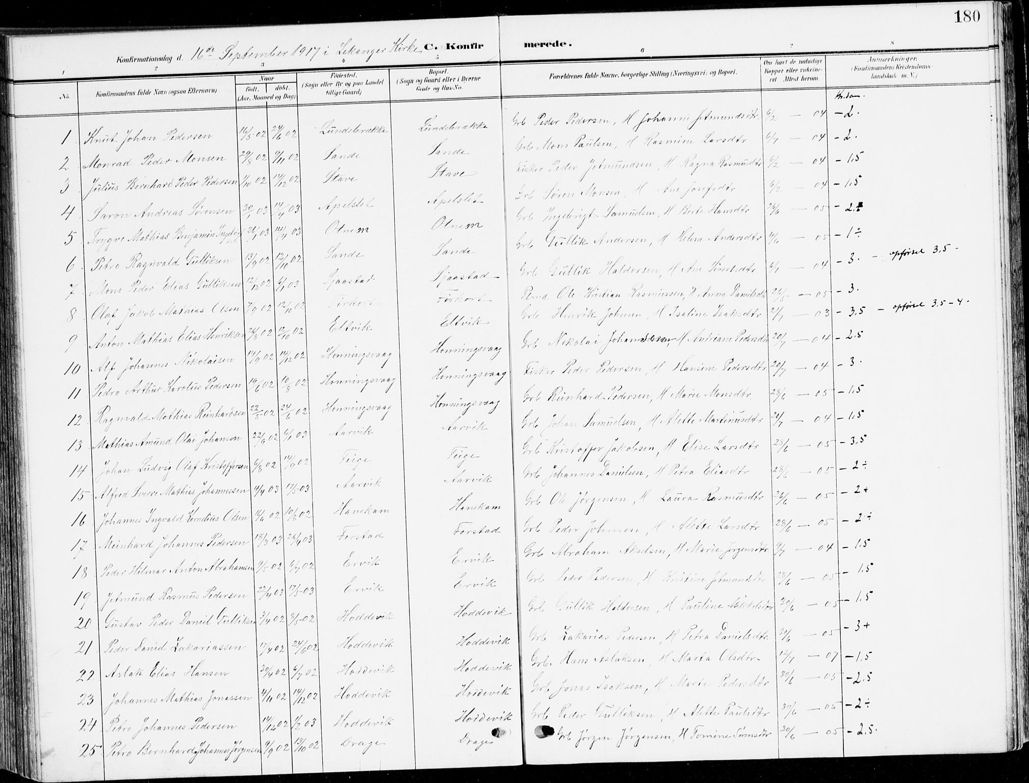 Selje sokneprestembete, AV/SAB-A-99938/H/Ha/Haa/Haab: Parish register (official) no. B 3, 1908-1923, p. 180