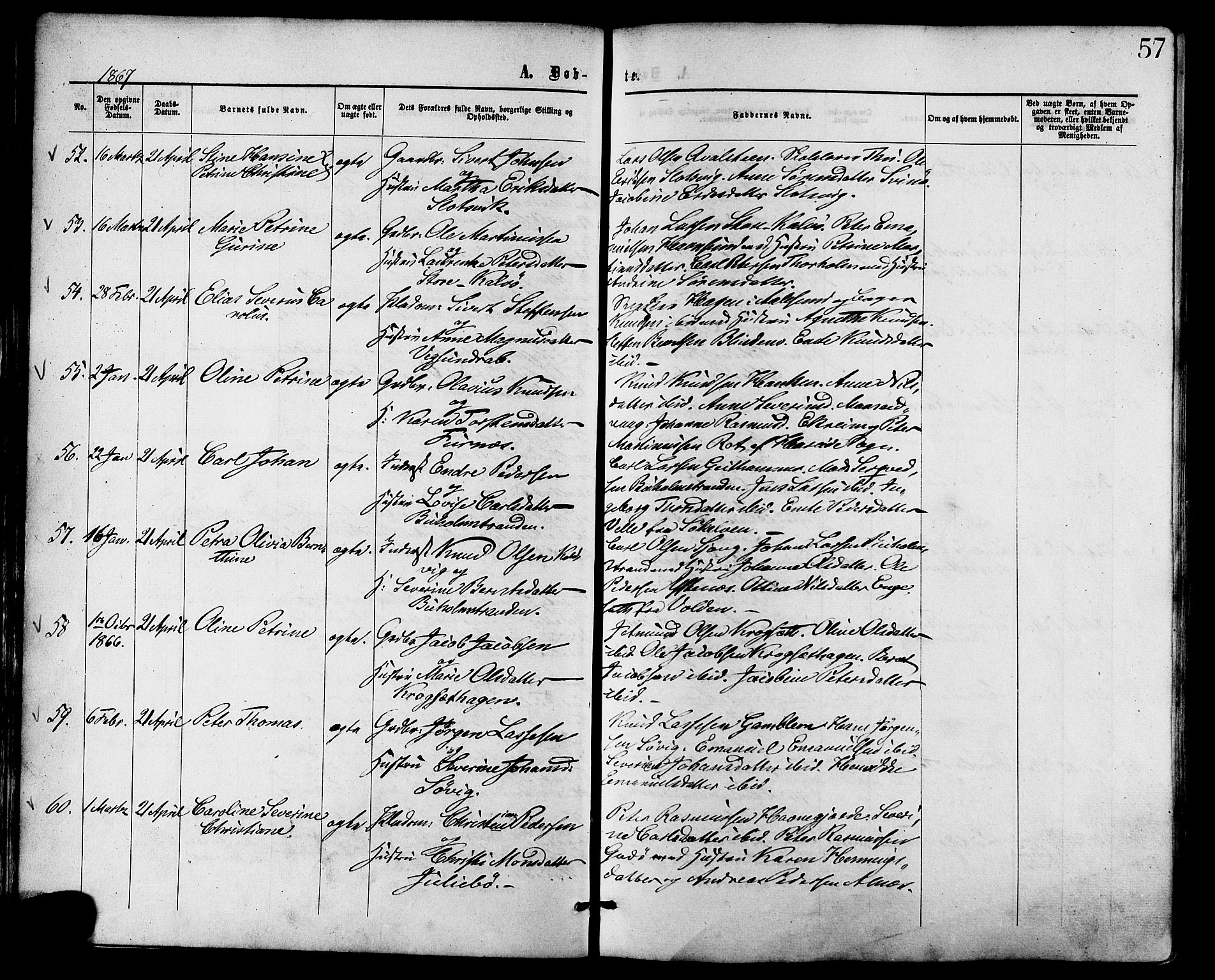 Ministerialprotokoller, klokkerbøker og fødselsregistre - Møre og Romsdal, AV/SAT-A-1454/528/L0399: Parish register (official) no. 528A10, 1864-1879, p. 57