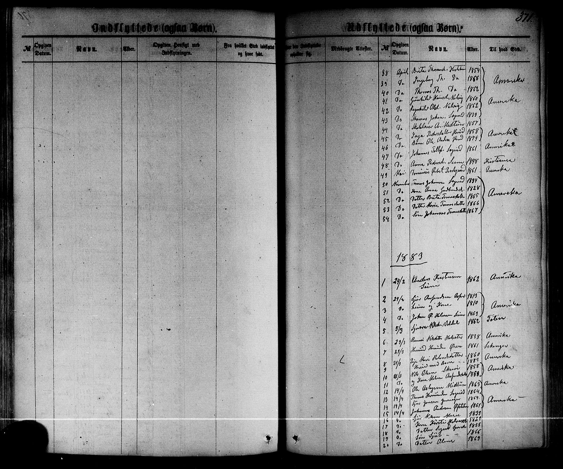 Årdal sokneprestembete, SAB/A-81701: Parish register (official) no. A 3, 1863-1886, p. 371