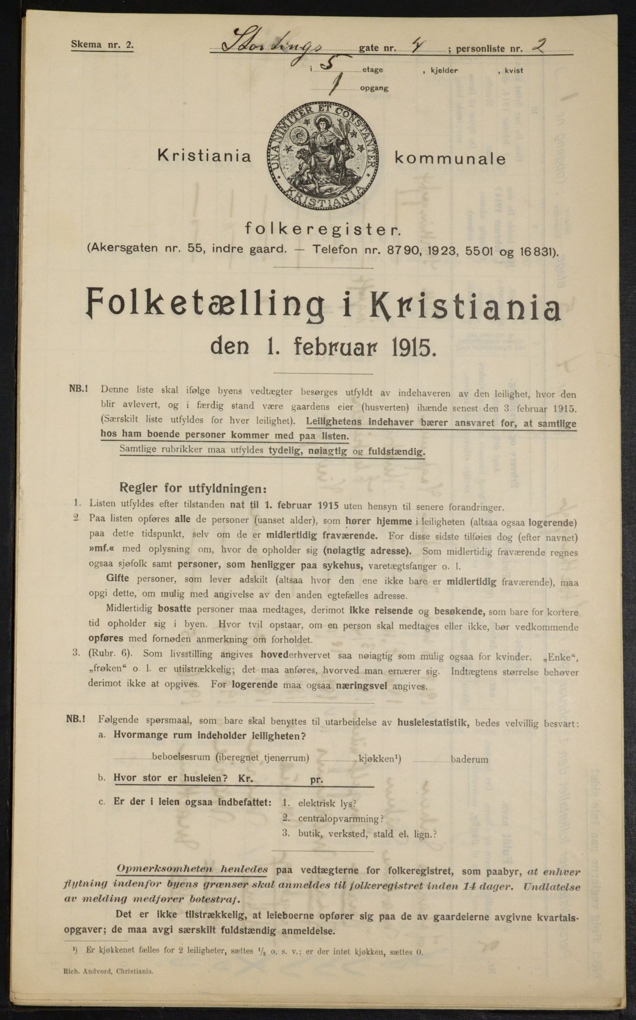 OBA, Municipal Census 1915 for Kristiania, 1915, p. 103672