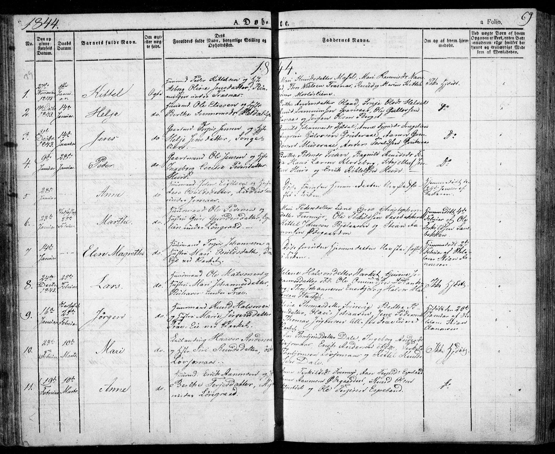 Froland sokneprestkontor, SAK/1111-0013/F/Fa/L0001: Parish register (official) no. A 1, 1827-1844, p. 69