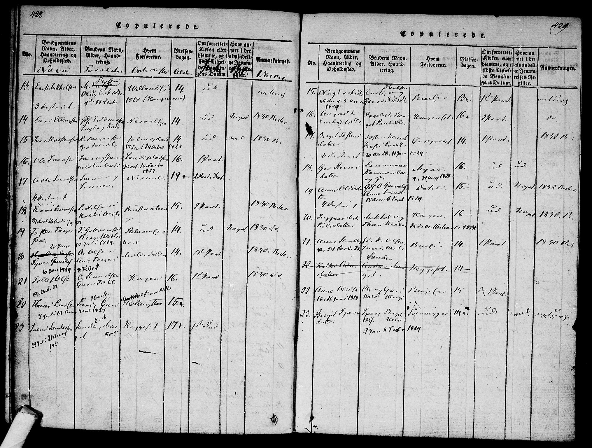 Ål kirkebøker, AV/SAKO-A-249/F/Fa/L0004: Parish register (official) no. I 4, 1815-1825, p. 428-429