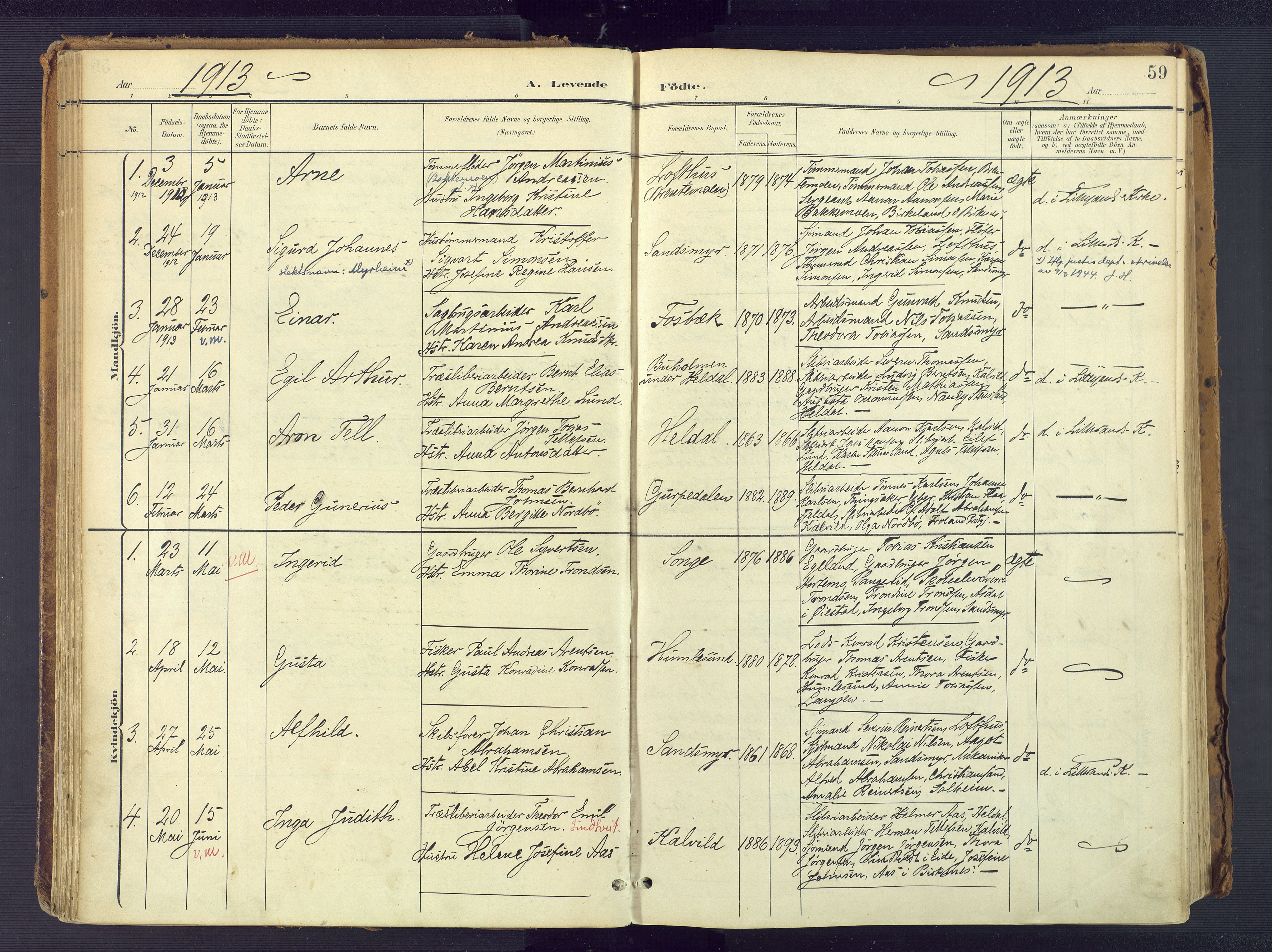 Vestre Moland sokneprestkontor, SAK/1111-0046/F/Fa/Fab/L0010: Parish register (official) no. A 10, 1900-1926, p. 59
