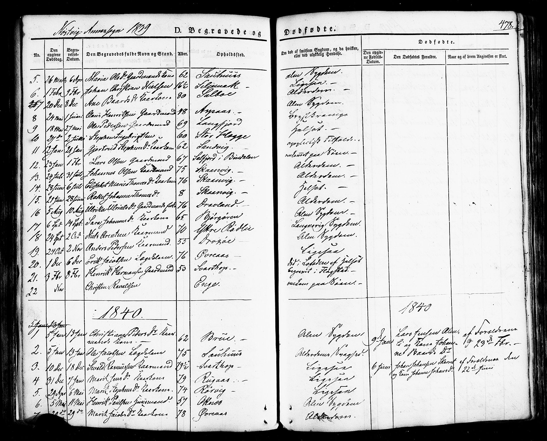 Ministerialprotokoller, klokkerbøker og fødselsregistre - Nordland, SAT/A-1459/814/L0224: Parish register (official) no. 814A05, 1834-1874, p. 478