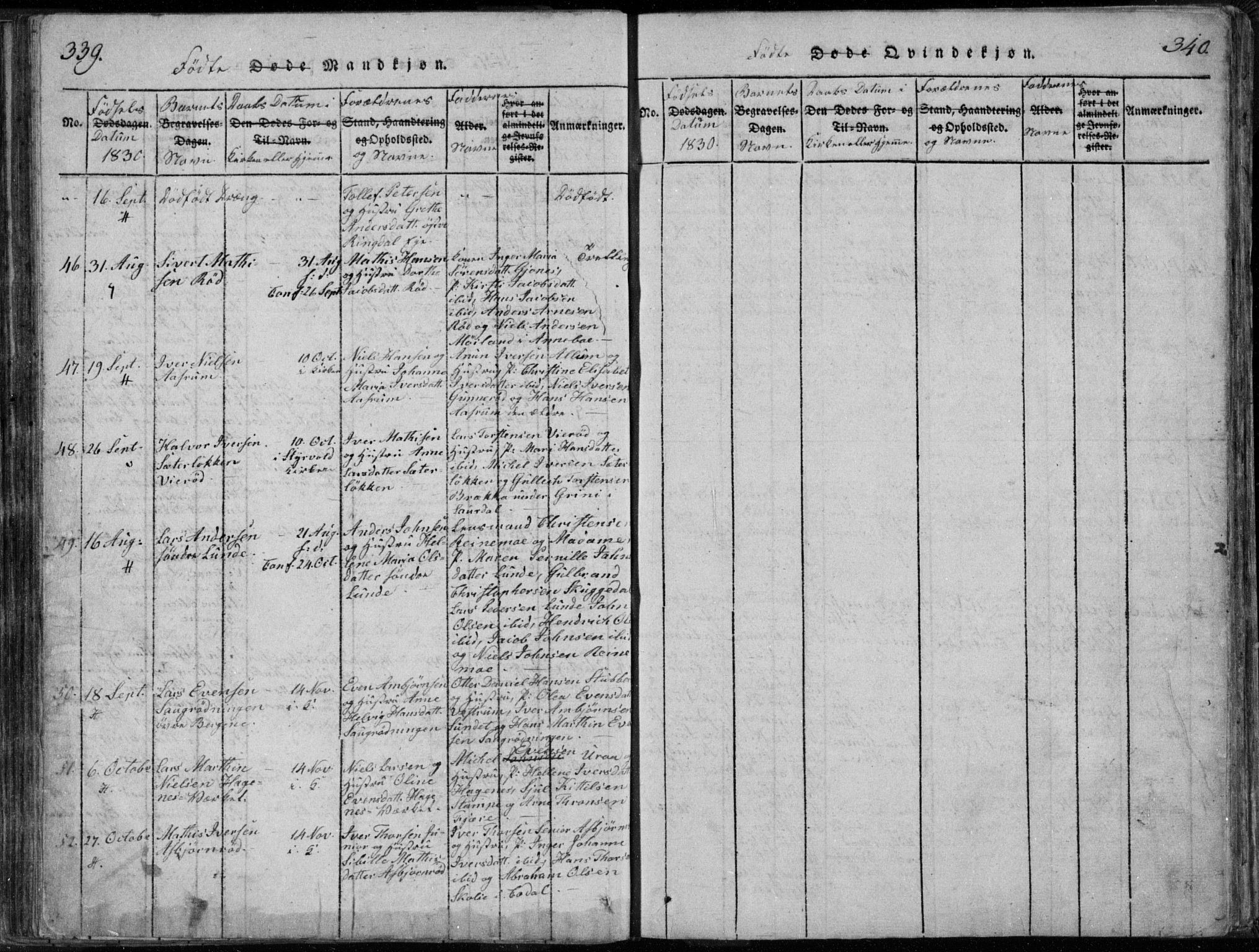 Hedrum kirkebøker, SAKO/A-344/F/Fa/L0004: Parish register (official) no. I 4, 1817-1835, p. 339-340