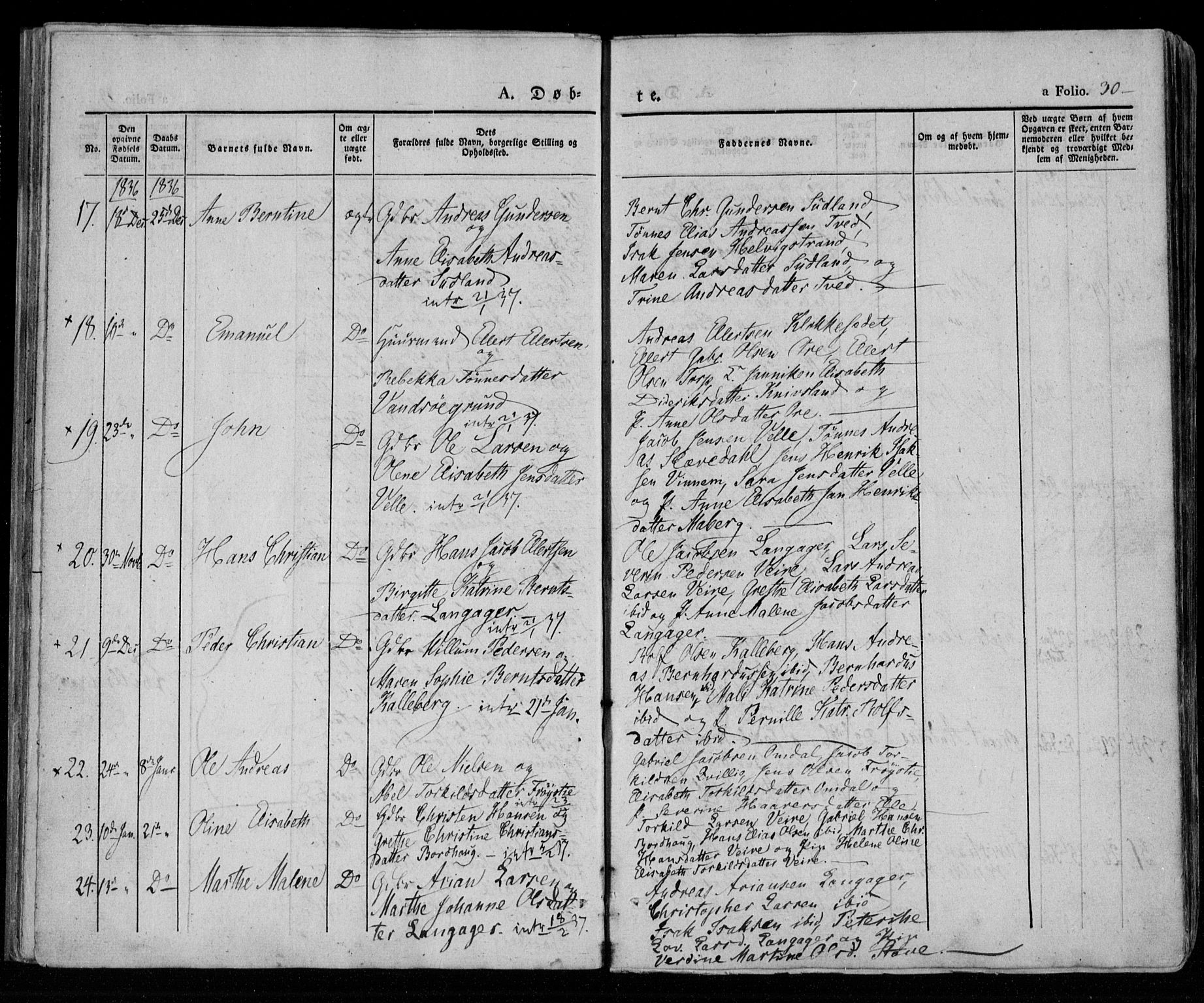 Lista sokneprestkontor, AV/SAK-1111-0027/F/Fa/L0009: Parish register (official) no. A 9, 1835-1846, p. 30