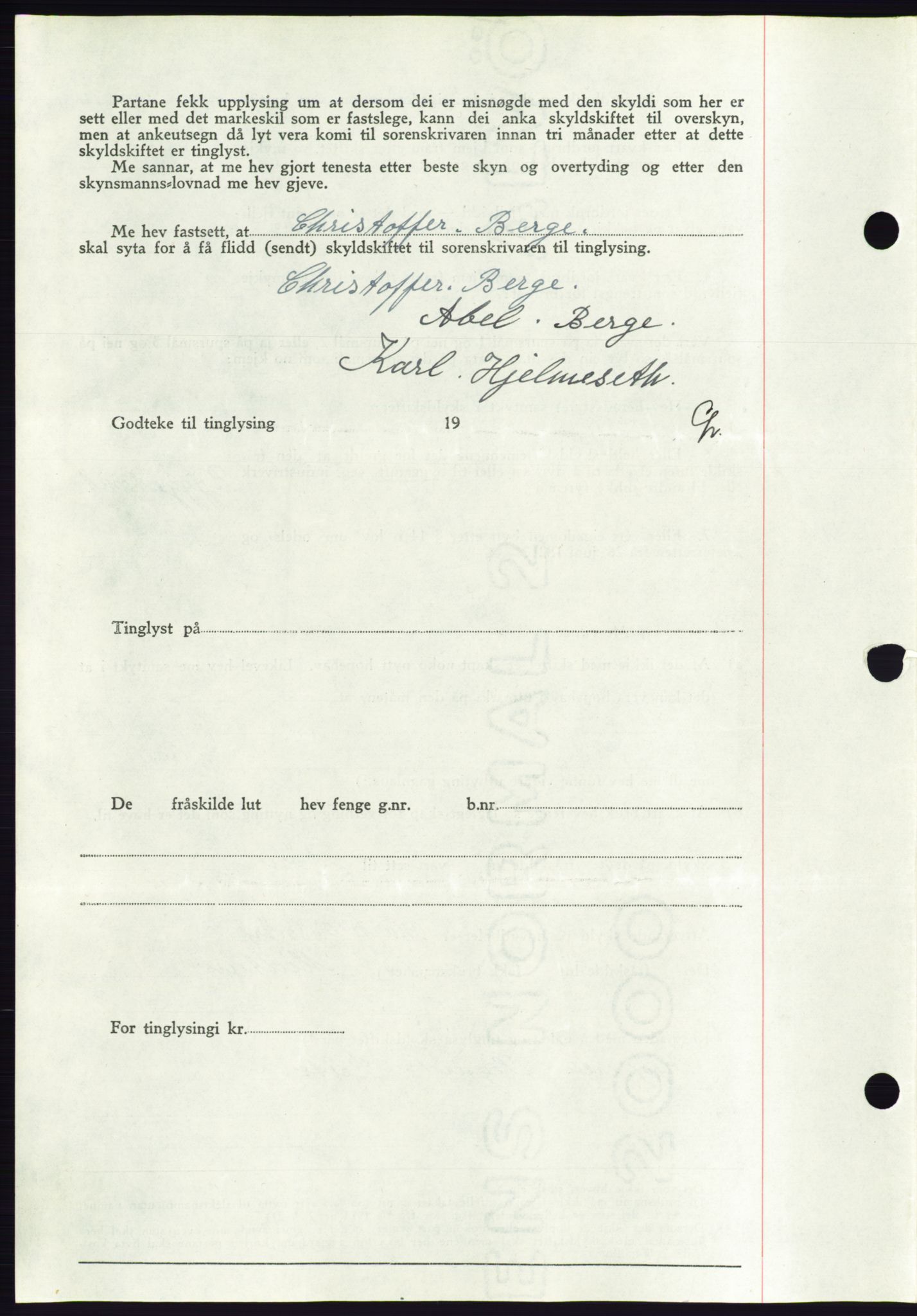 Søre Sunnmøre sorenskriveri, AV/SAT-A-4122/1/2/2C/L0077: Mortgage book no. 3A, 1945-1946, Diary no: : 798/1945