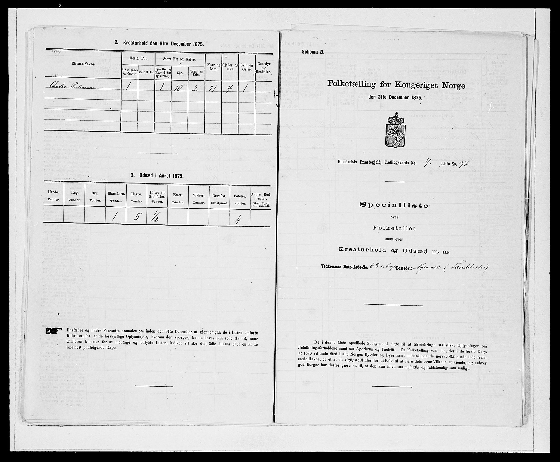 SAB, 1875 Census for 1444P Hornindal, 1875, p. 539