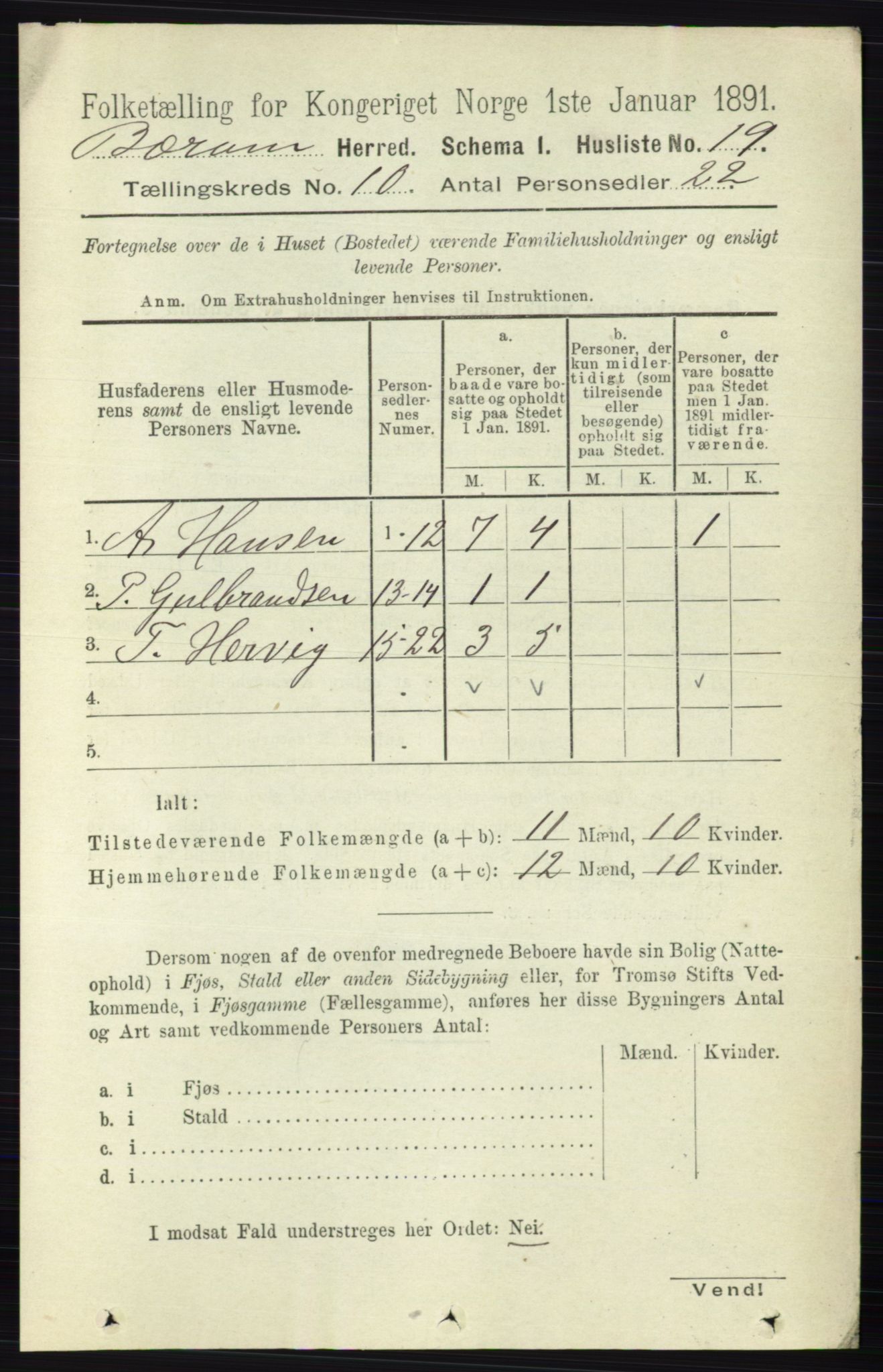 RA, 1891 census for 0219 Bærum, 1891, p. 6303