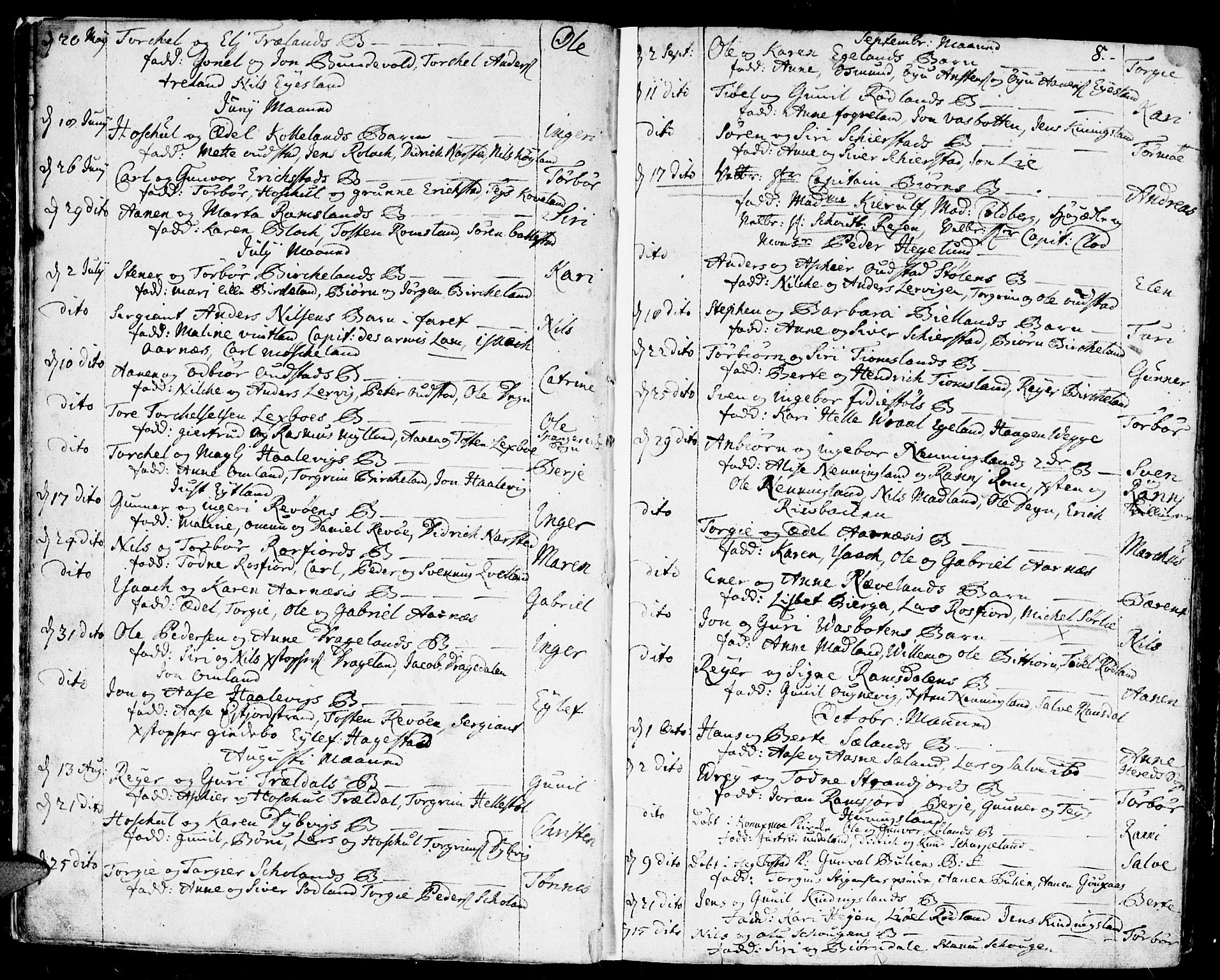Lyngdal sokneprestkontor, AV/SAK-1111-0029/F/Fa/Fac/L0001: Parish register (official) no. A 1, 1727-1779, p. 8