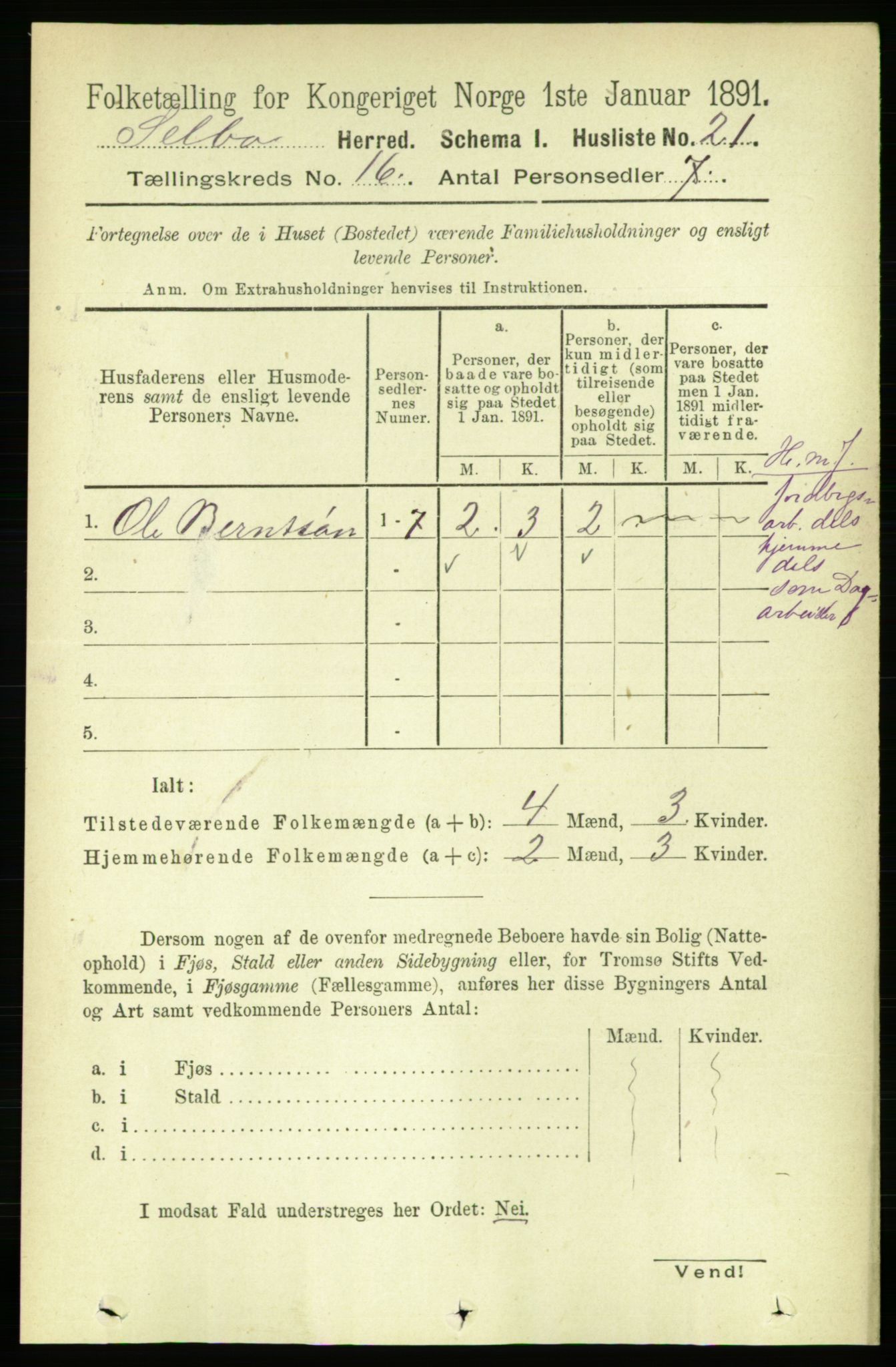 RA, 1891 census for 1664 Selbu, 1891, p. 5707