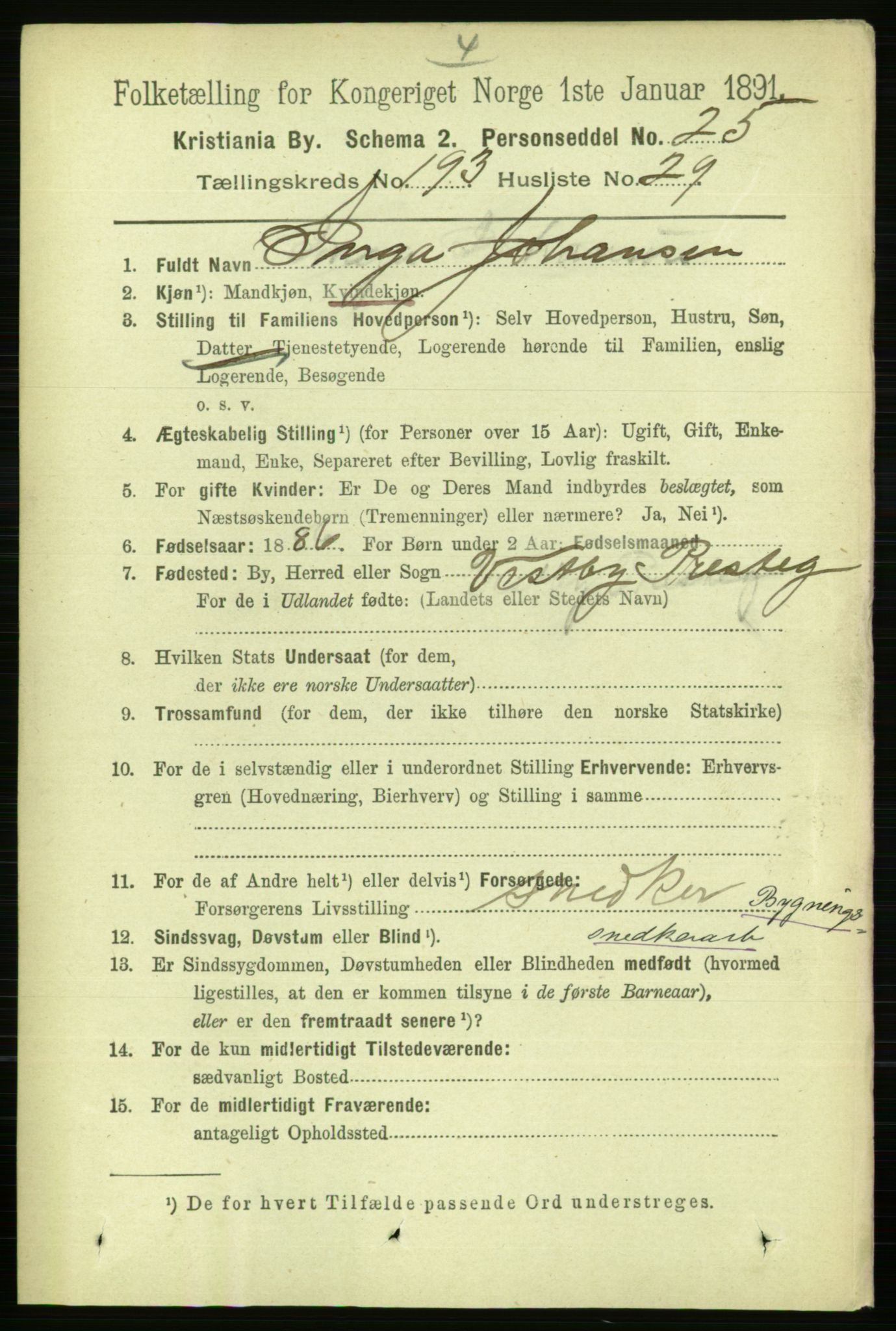 RA, 1891 census for 0301 Kristiania, 1891, p. 116809